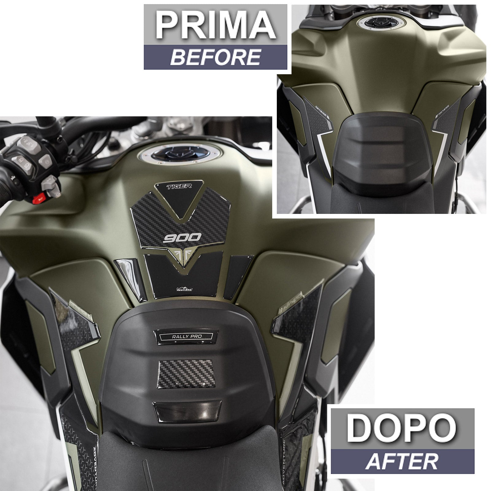 Resin Bike 3D Motorcycle Stickers - Tank Pad | Triumph Tiger 900 Rally Pro 2024>2025 -   Pyramid Motorcycle Accessories