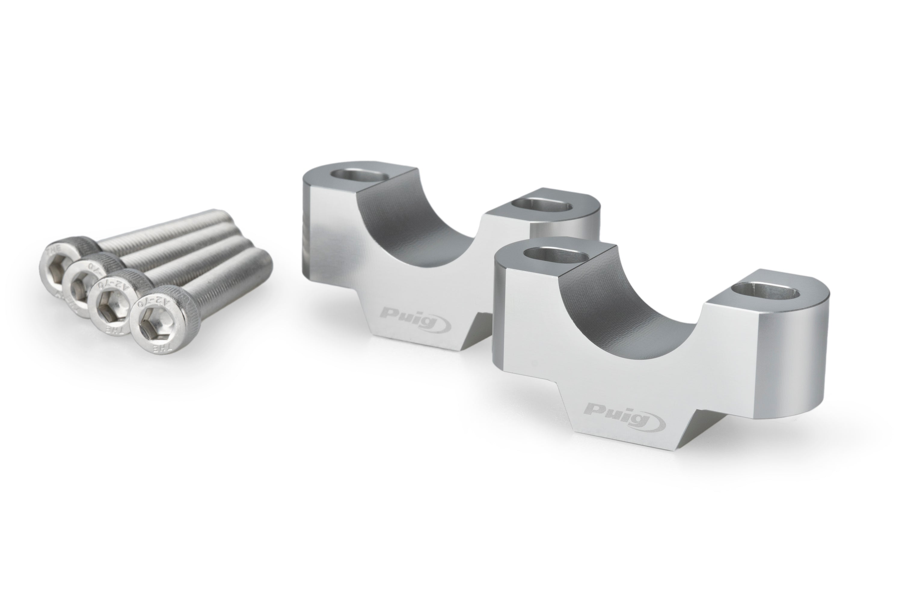 Puig Handlebar Risers - 20mm Rise | Silver | Triumph Tiger 900 GT/GT Pro/Rally Pro 2024>Current -   Pyramid Motorcycle Accessories