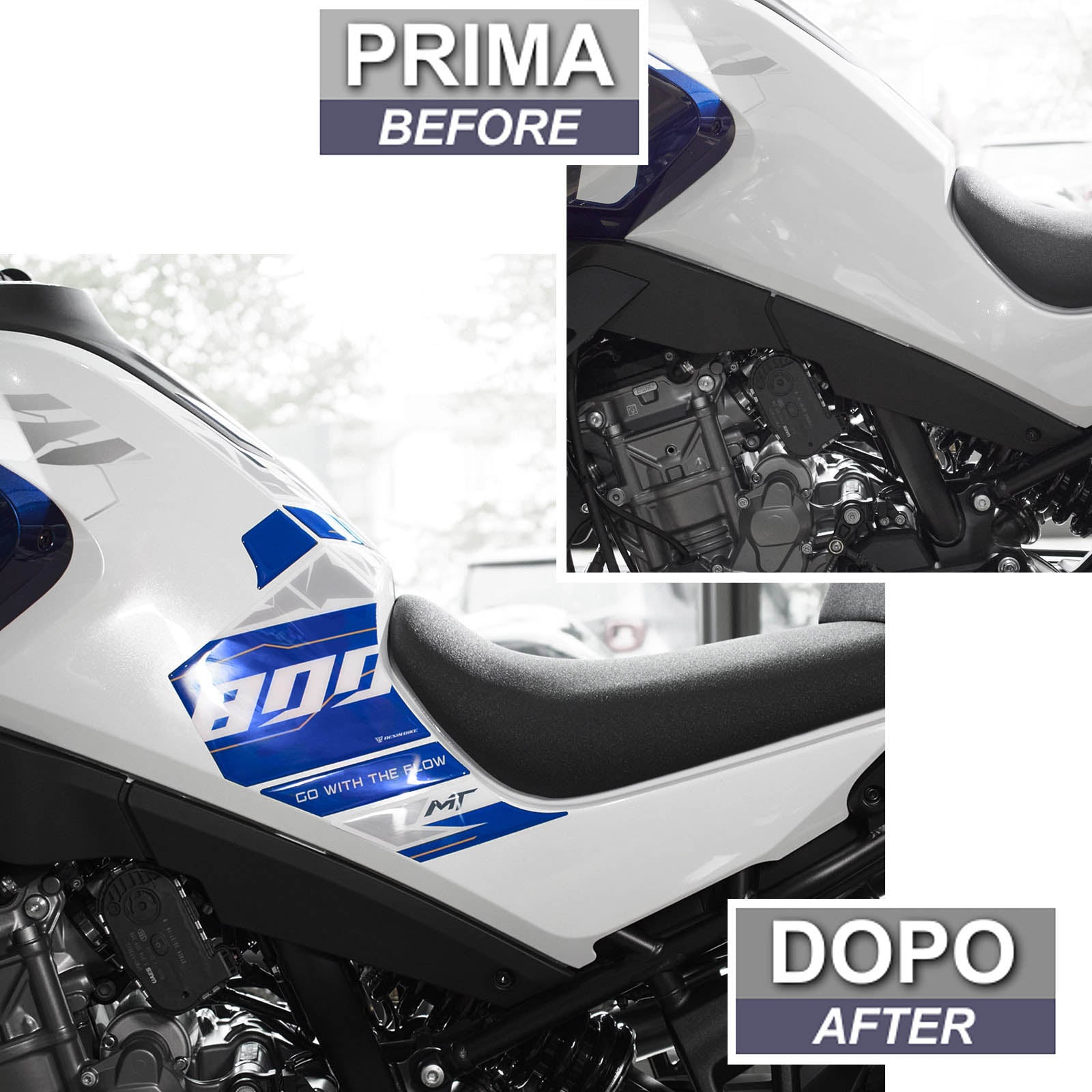 Resin Bike 3D Motorcycle Stickers - Tank Sides | CFMoto 800MT Explore 2023>2025 -   Pyramid Motorcycle Accessories