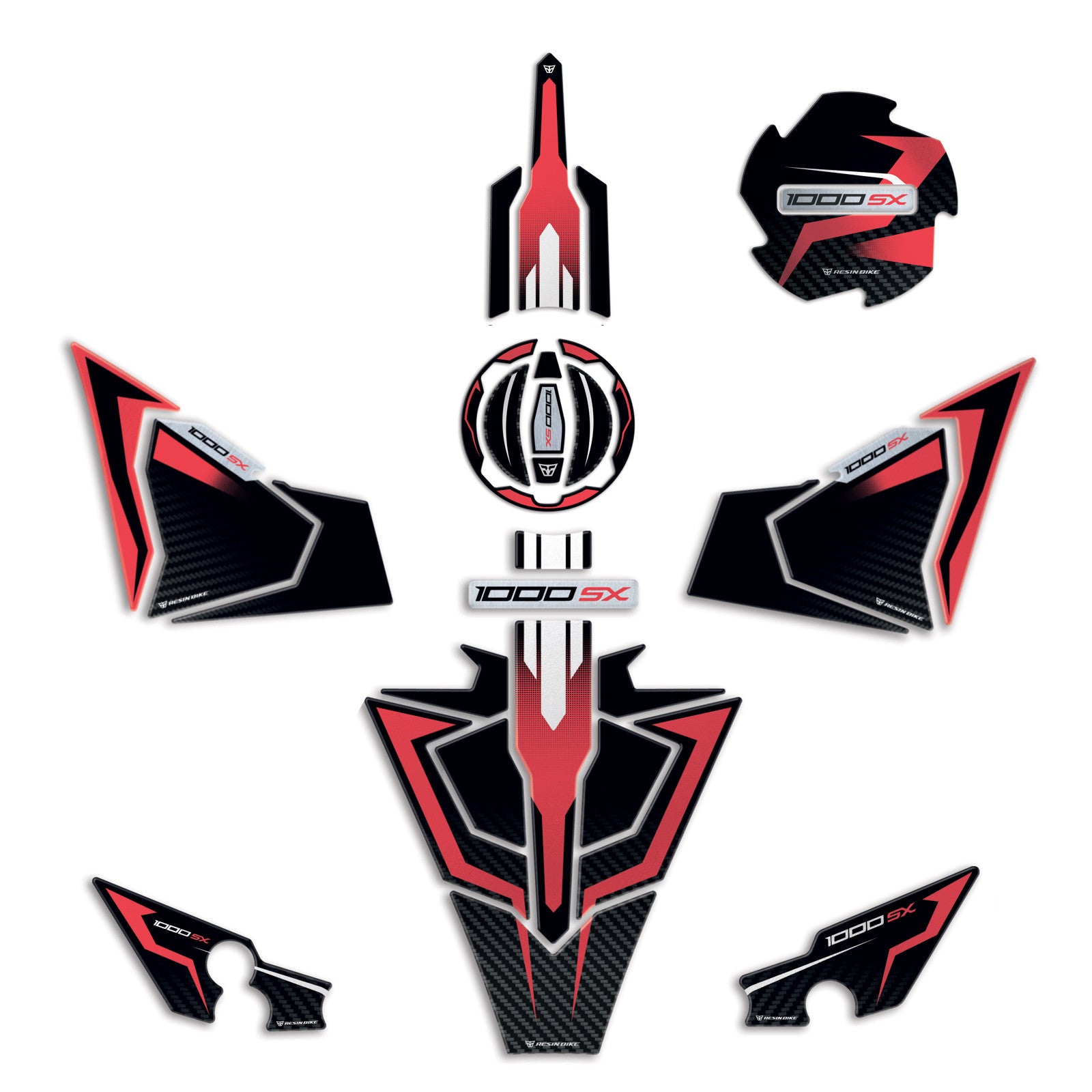 Resin Bike 3D Motorcycle Stickers - Full Kit | Kawasaki Ninja 1000 SX / SX SE / Tourer 2021>2024 RB-1000718700000 -   Pyramid Motorcycle Accessories