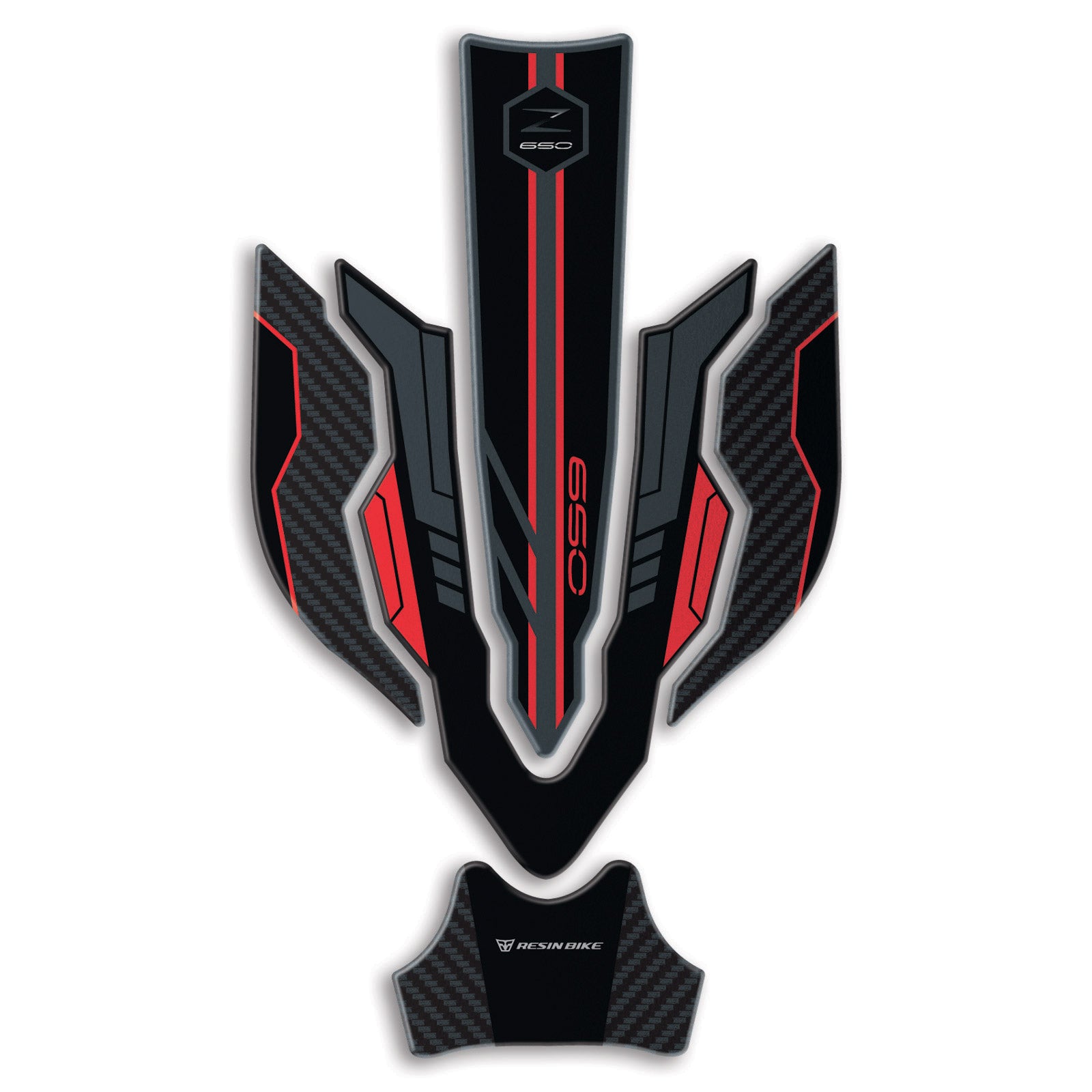 Resin Bike 3D Motorcycle Stickers - Tank Pad | Kawasaki Z 650 2021>2025 -   Pyramid Motorcycle Accessories
