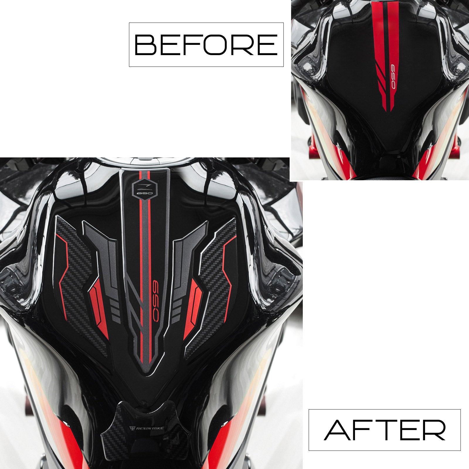 Resin Bike 3D Motorcycle Stickers - Tank Pad | Kawasaki Z 650 2021>2025 -   Pyramid Motorcycle Accessories