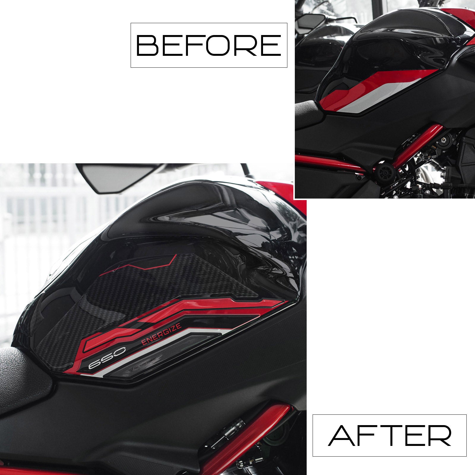 Resin Bike 3D Motorcycle Stickers - Tank Sides | Kawasaki Z 650 2021>2025 -   Pyramid Motorcycle Accessories