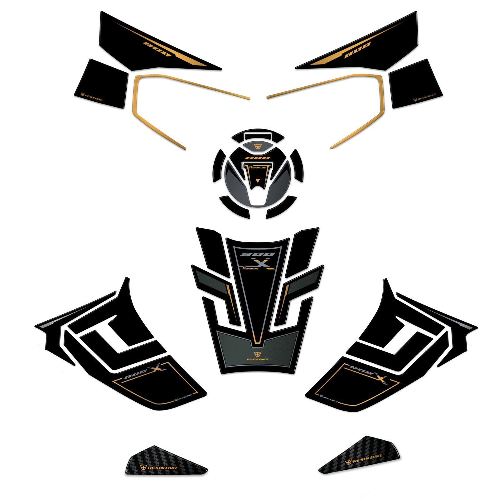 Resin Bike 3D Motorcycle Stickers - Full Kit | Kove 800X 2024>2026 RB-1000721300006 -   Pyramid Motorcycle Accessories