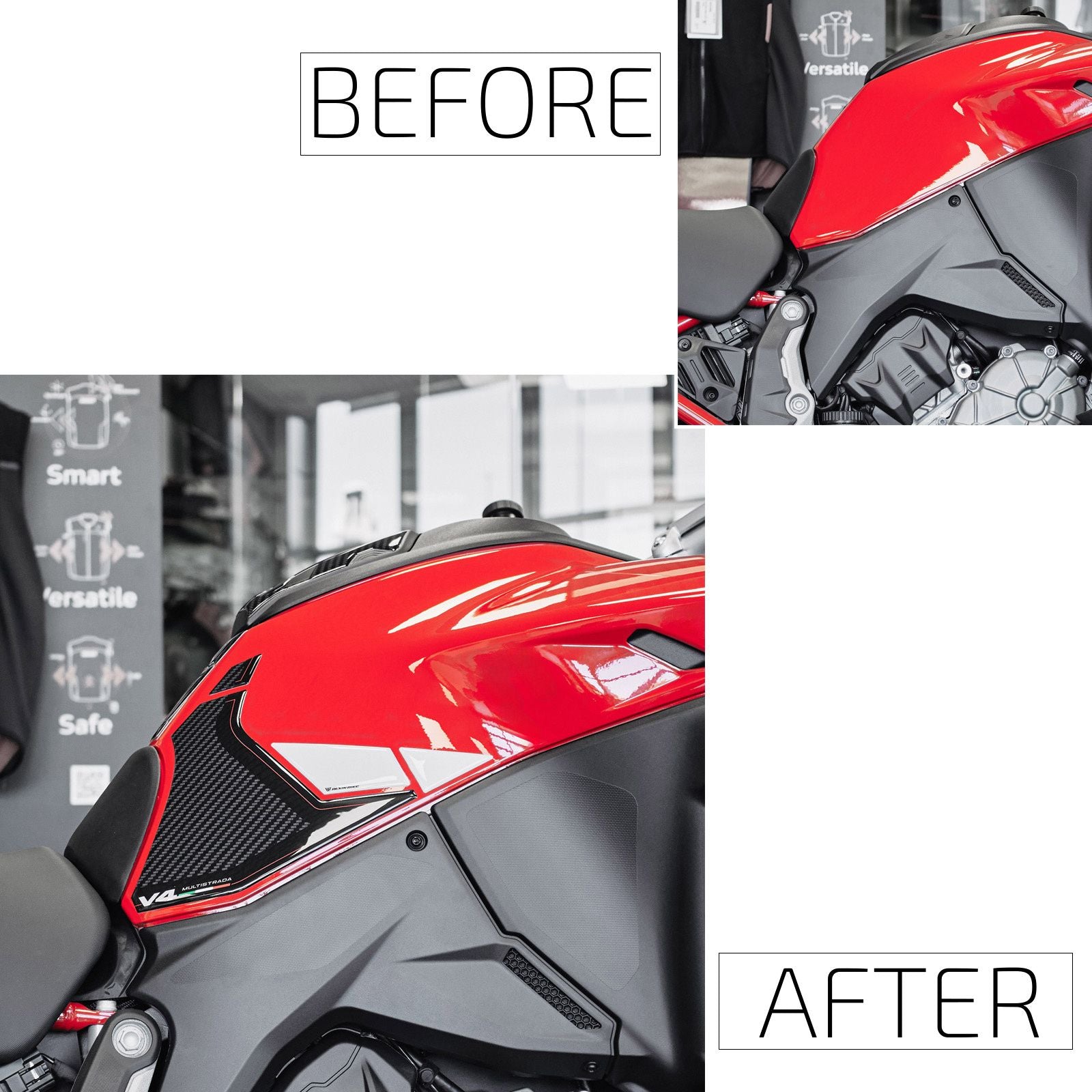 Resin Bike 3D Motorcycle Stickers - Tank Sides | Ducati Multistrada V4/V4S 2025>Current -   Pyramid Motorcycle Accessories