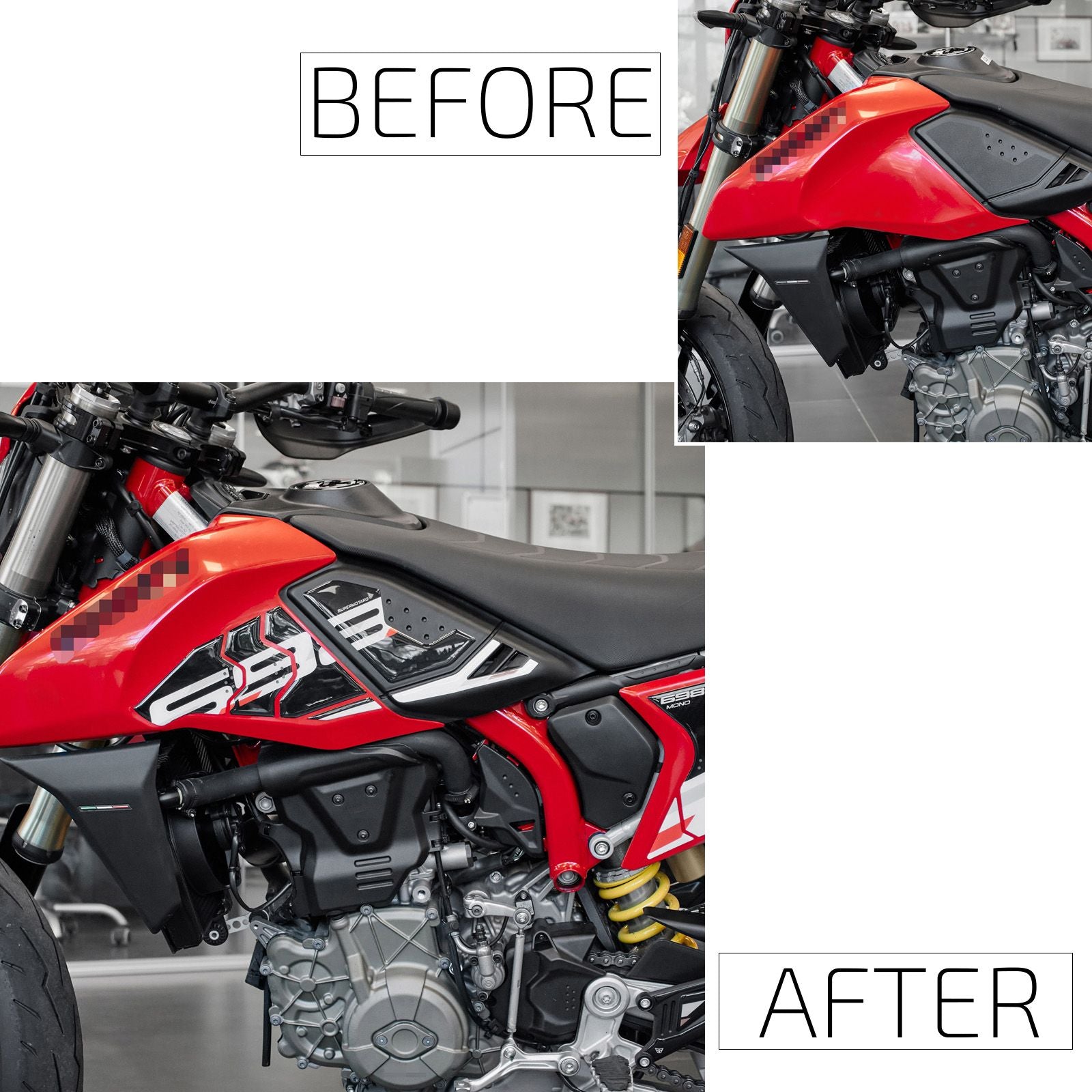 Resin Bike 3D Motorcycle Stickers - Tank Sides | Ducati Hypermotard 698 Mono 2024>2026 -   Pyramid Motorcycle Accessories