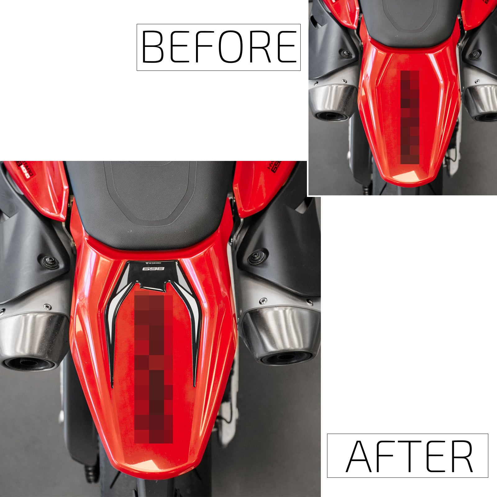 Resin Bike 3D Motorcycle Stickers - Tail Section | Ducati Hypermotard 698 Mono 2024>2026 -   Pyramid Motorcycle Accessories