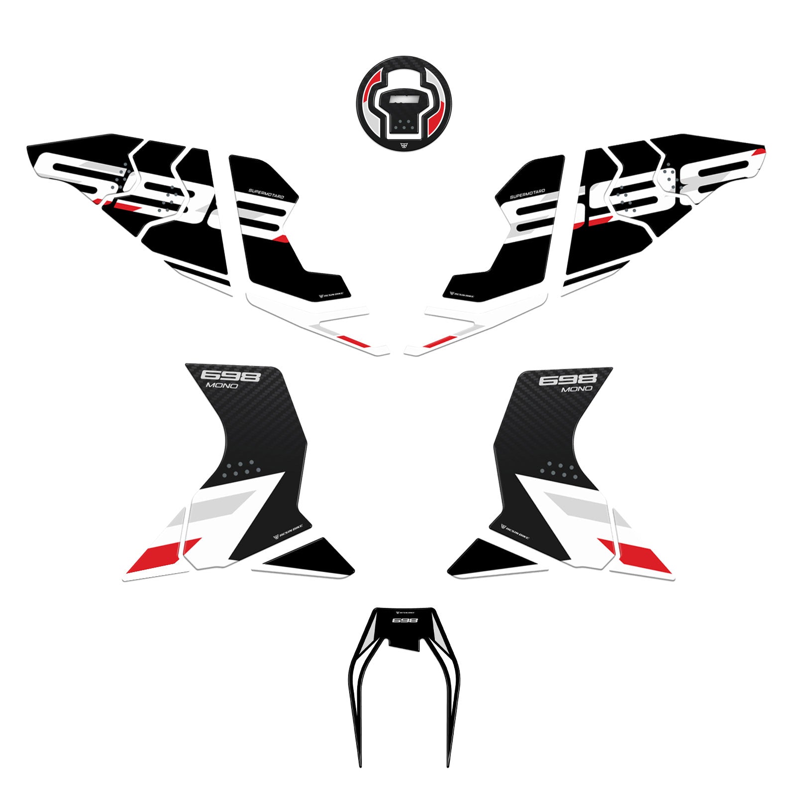 Resin Bike 3D Motorcycle Stickers - Basic Kit | Ducati Hypermotard 698 Mono 2024>2026 RB-1000725900004 -   Pyramid Motorcycle Accessories