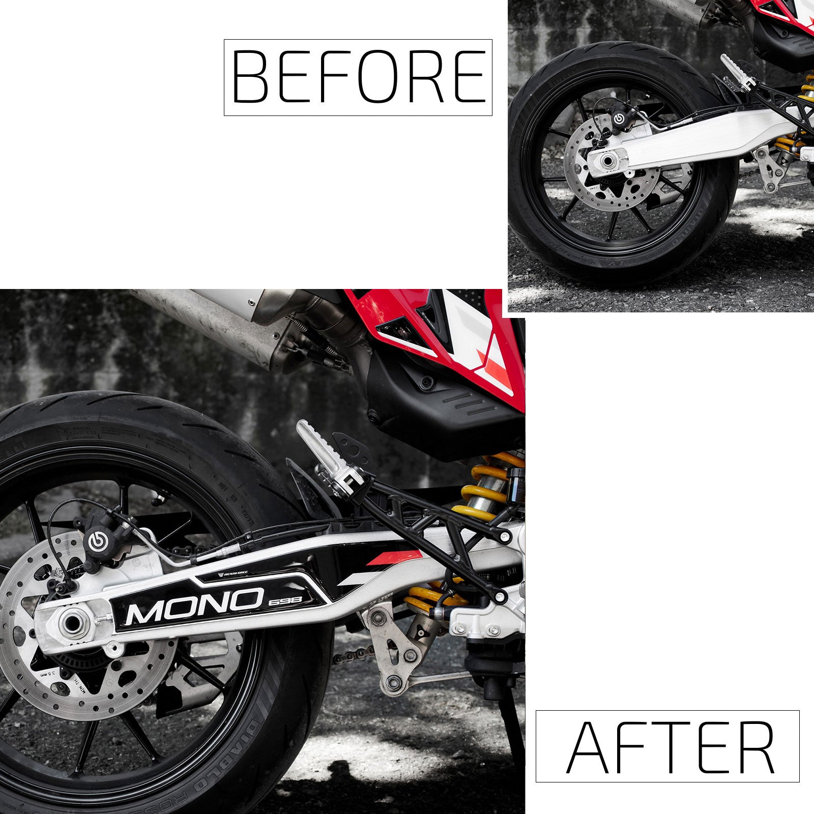 Resin Bike 3D Motorcycle Stickers - Forks | Ducati Hypermotard 698 Mono 2024>2025 -   Pyramid Motorcycle Accessories