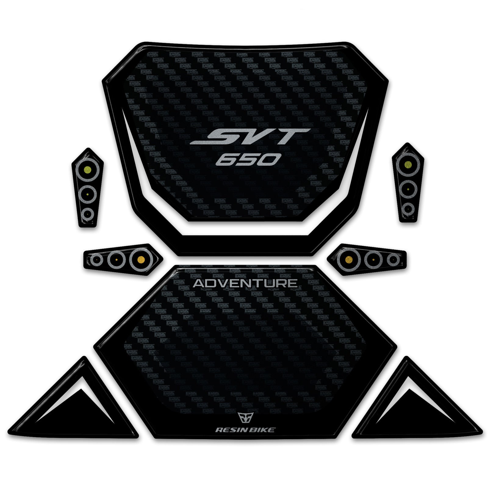 Resin Bike 3D Motorcycle Stickers - Tank Pad | QJMotor SVT 650 X 2024 -   Pyramid Motorcycle Accessories