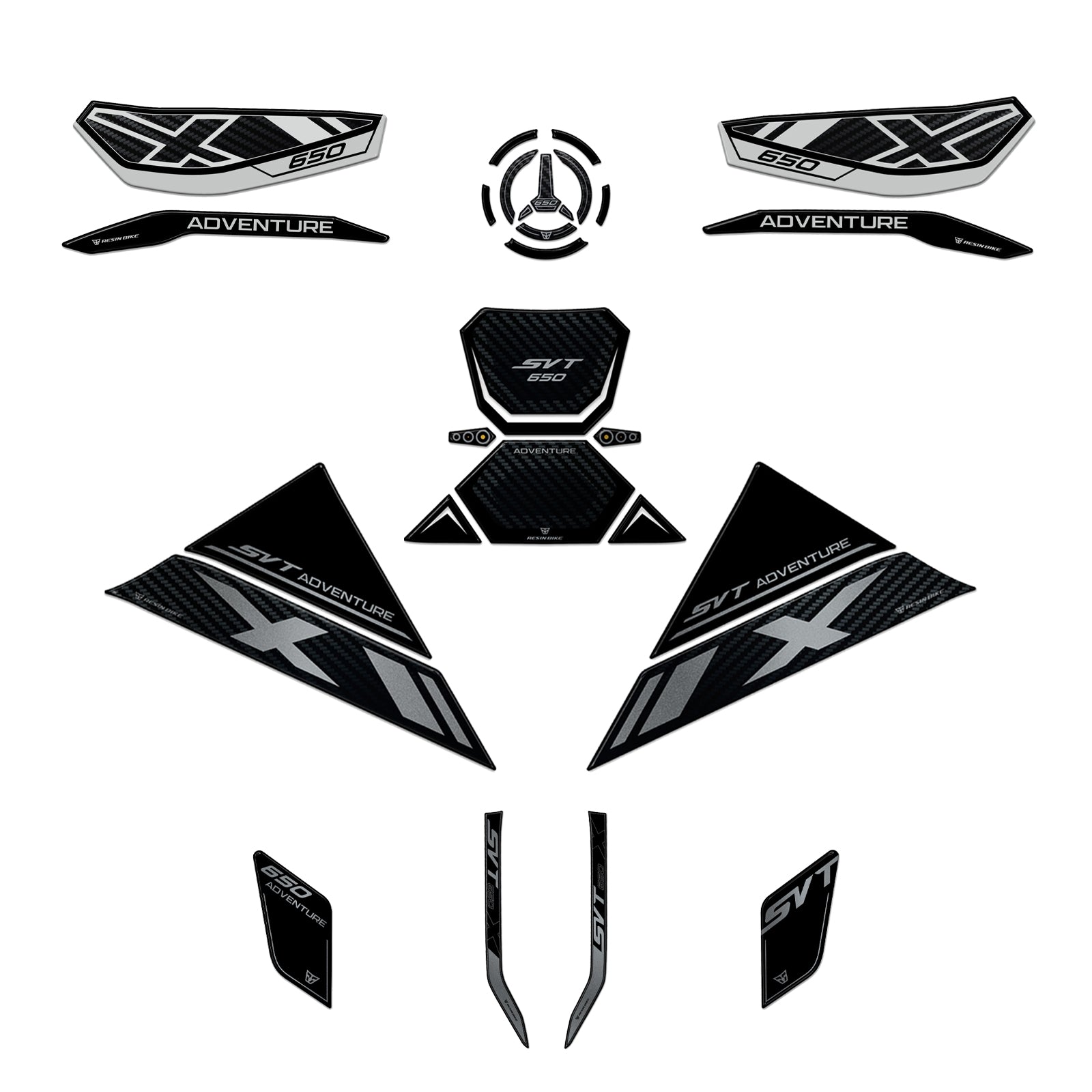 Resin Bike 3D Motorcycle Stickers - Full Kit | QJMotor SVT 650 X 2024>Current -   Pyramid Motorcycle Accessories