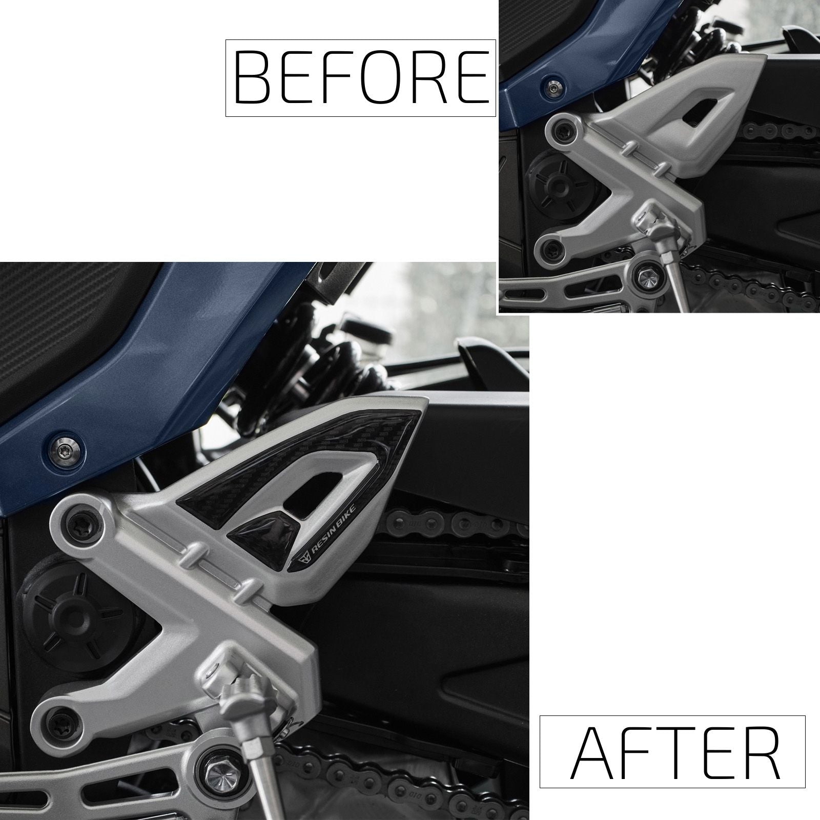 Resin Bike 3D Motorcycle Stickers - Heel Pads | QJMotor SRK 550 RS 1200 2024>2025 -   Pyramid Motorcycle Accessories
