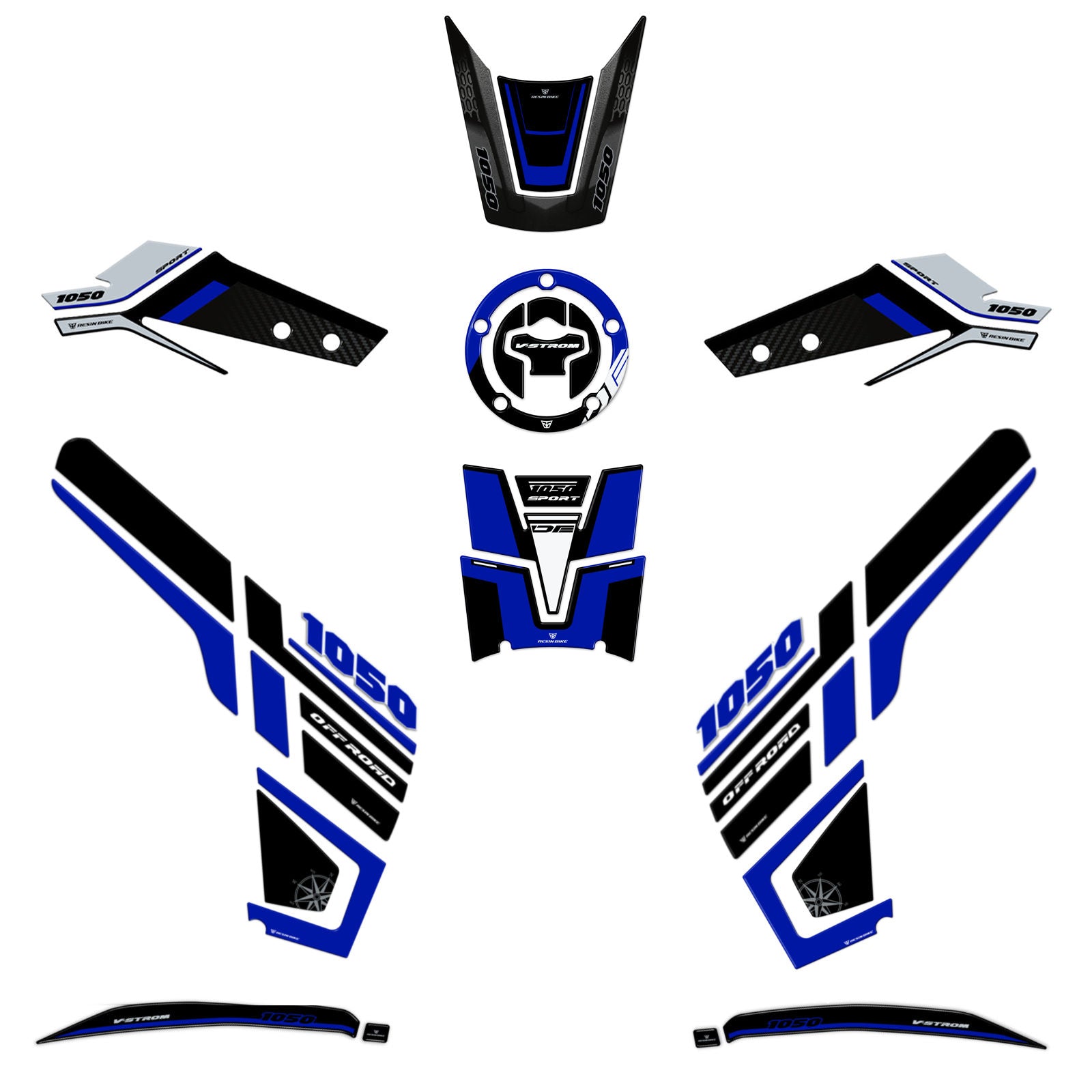 Resin Bike 3D Motorcycle Stickers - Full Kit | Suzuki V-Strom 1050DE 2023>2024 -   Pyramid Motorcycle Accessories