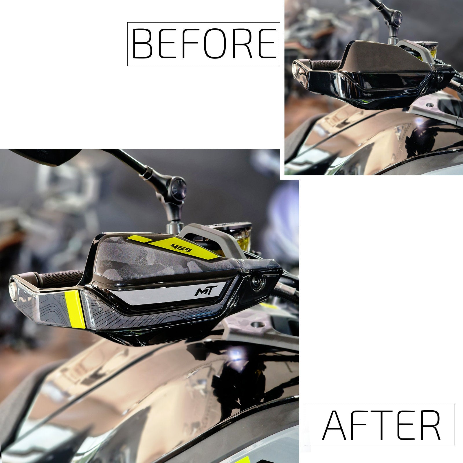 Resin Bike 3D Motorcycle Stickers - Handguards | CFMoto 450MT 2023>2026 RB-1000736900000 -   Pyramid Motorcycle Accessories