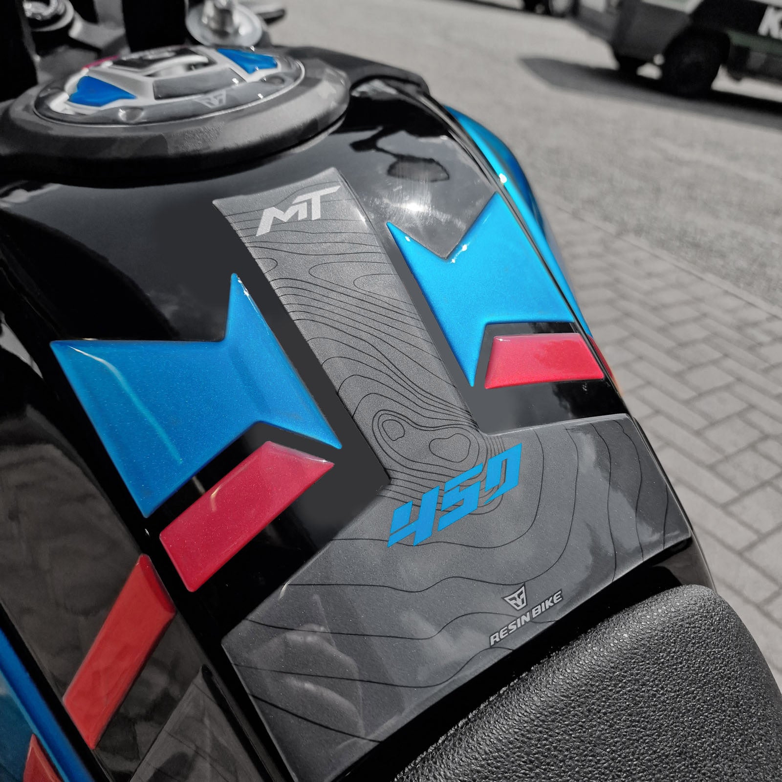 Resin Bike 3D Motorcycle Stickers - Tank Pad | CFMoto 450 MT 2023>2026 RB-1000737400004 -   Pyramid Motorcycle Accessories