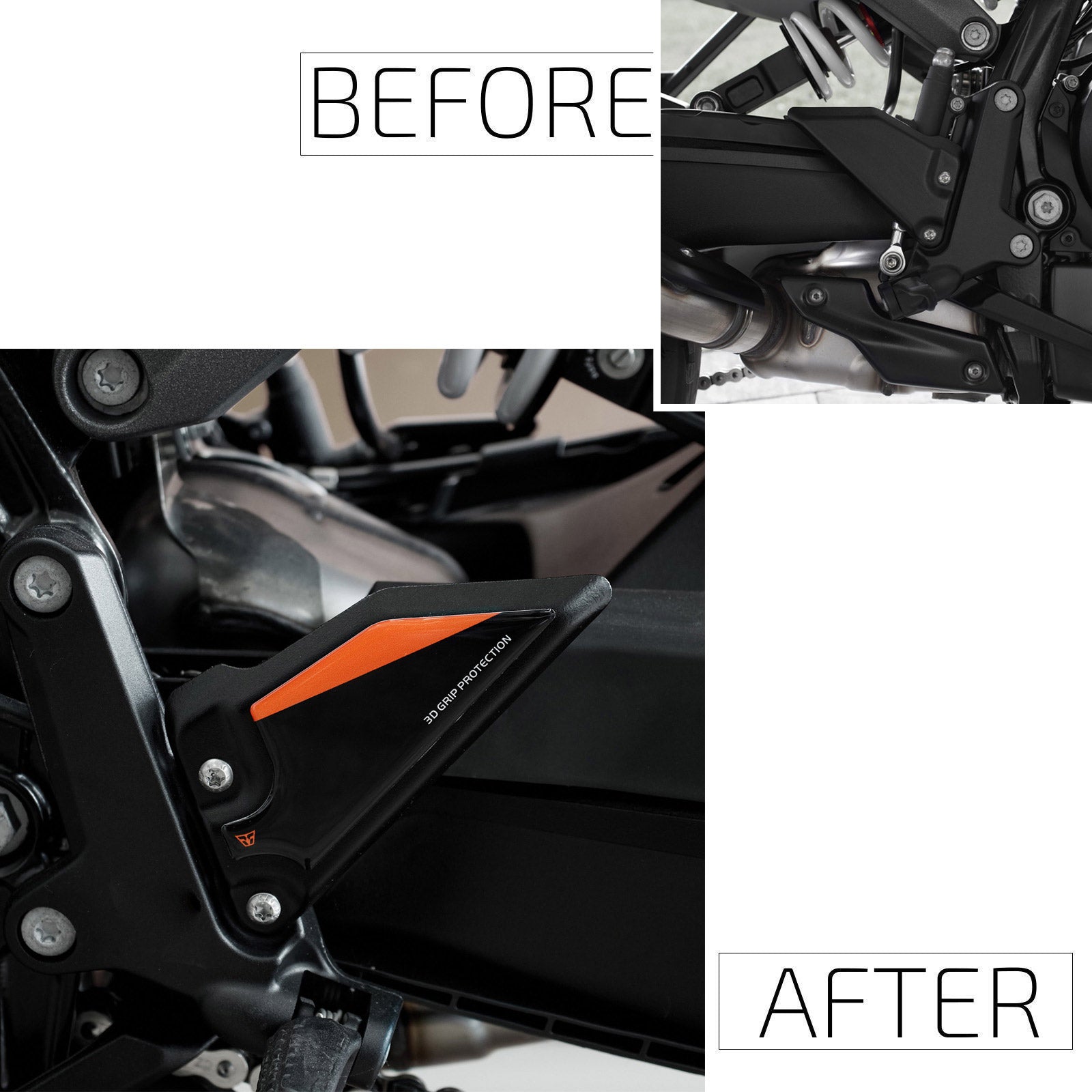 Resin Bike 3D Motorcycle Stickers - Heel Pads | KTM 990 Duke 2024>2026 -   Pyramid Motorcycle Accessories