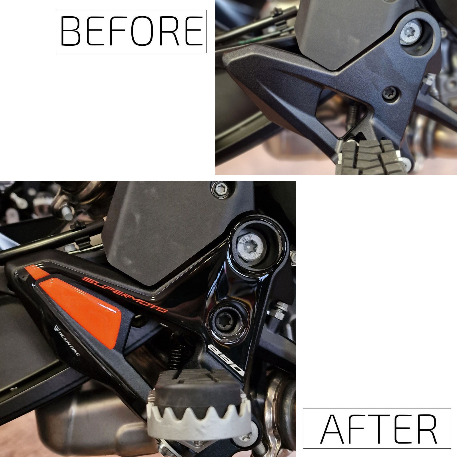 Resin Bike 3D Motorcycle Stickers - Heel Pads | KTM 890 SMT 2023>2026 -   Pyramid Motorcycle Accessories