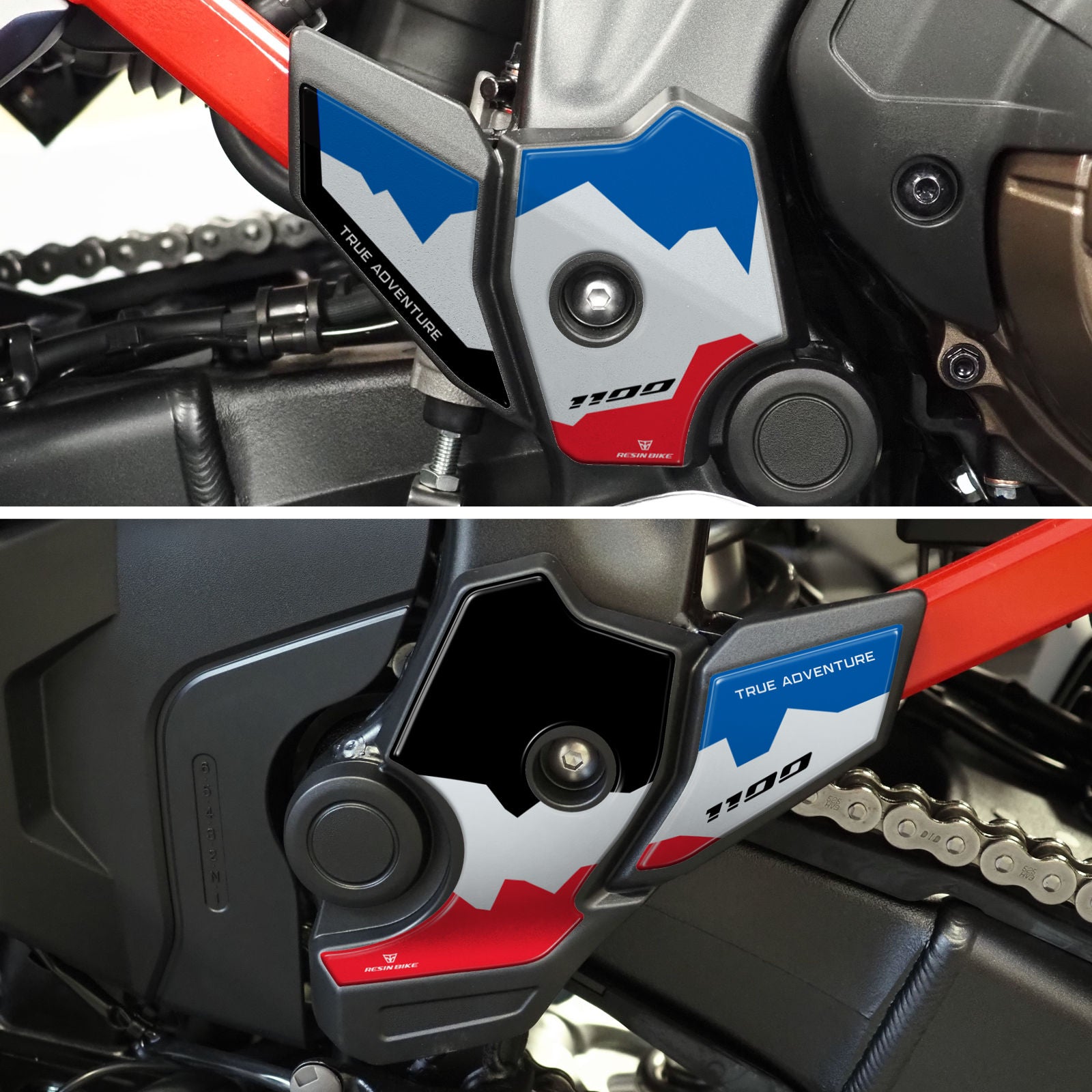 Resin Bike 3D Motorcycle Stickers - Heel Pads | Honda CRF 1100 L Africa Twin 2024>2025 -   Pyramid Motorcycle Accessories