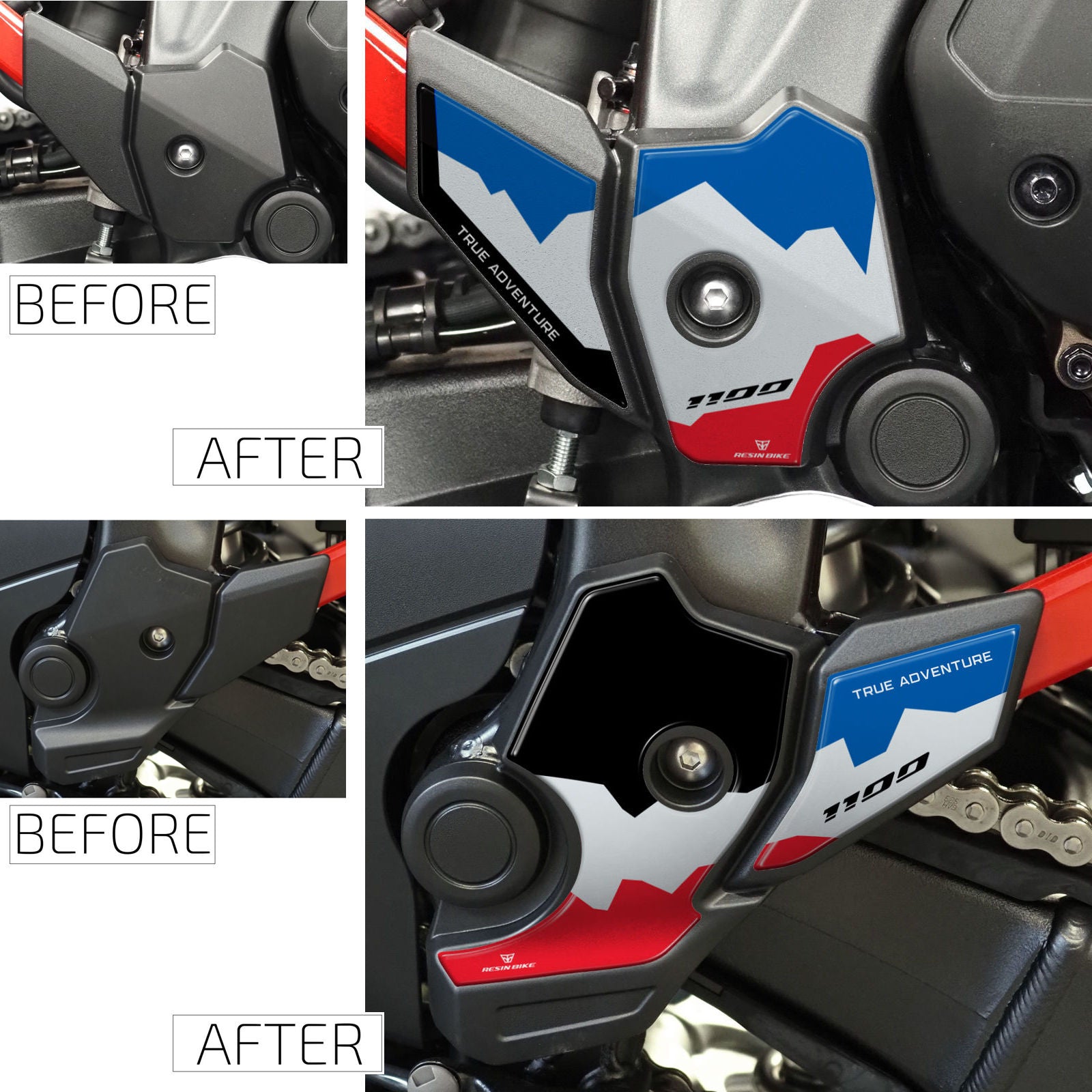 Resin Bike 3D Motorcycle Stickers - Heel Pads | Honda CRF 1100 L Africa Twin 2024>2025 -   Pyramid Motorcycle Accessories