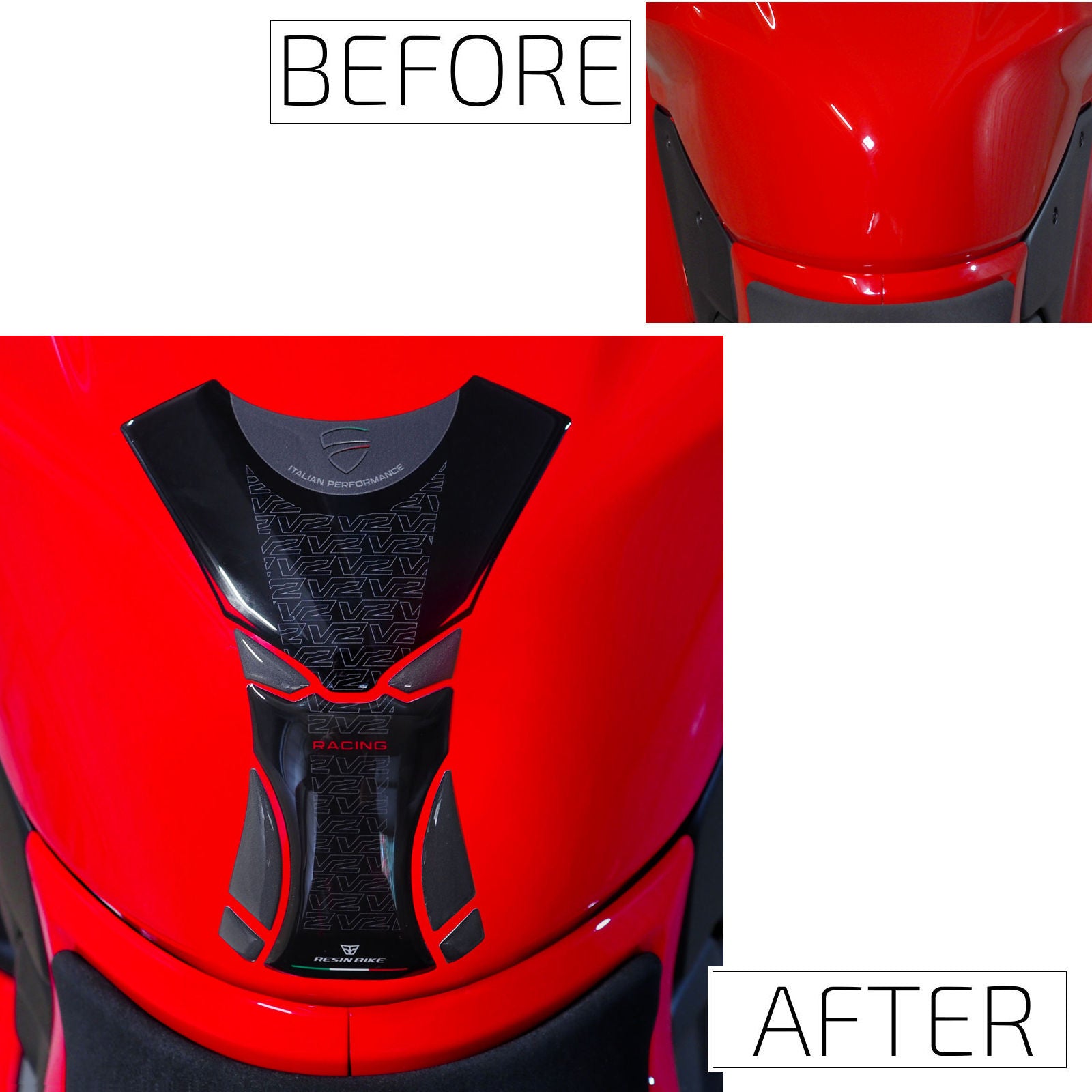 Resin Bike 3D Motorcycle Stickers - Tank Pad | Ducati Panigale V2 2025>2026 -   Pyramid Motorcycle Accessories