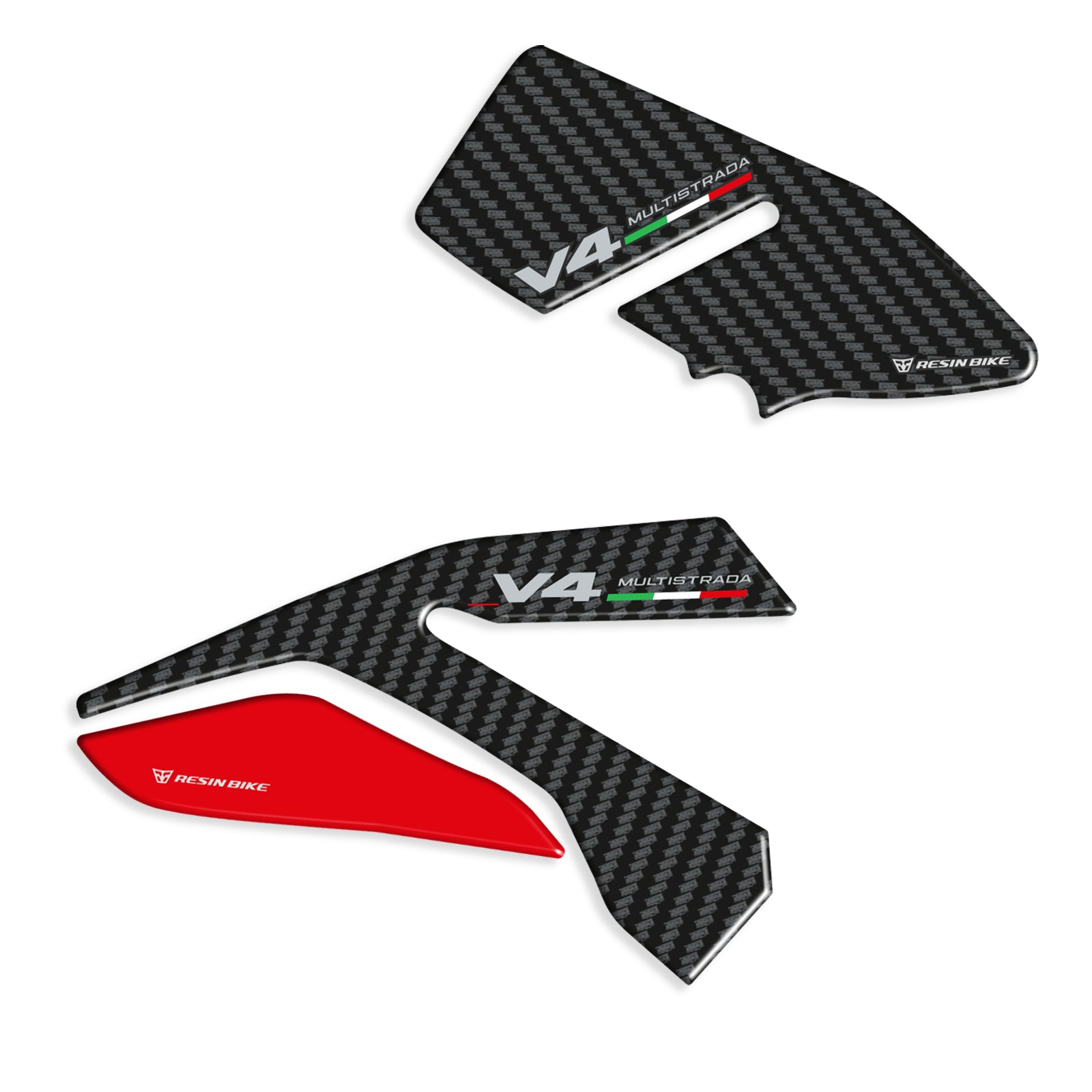 Resin Bike 3D Motorcycle Stickers - Heel Pads | Ducati Multistrada V4/V4 S 2025>2026 -   Pyramid Motorcycle Accessories