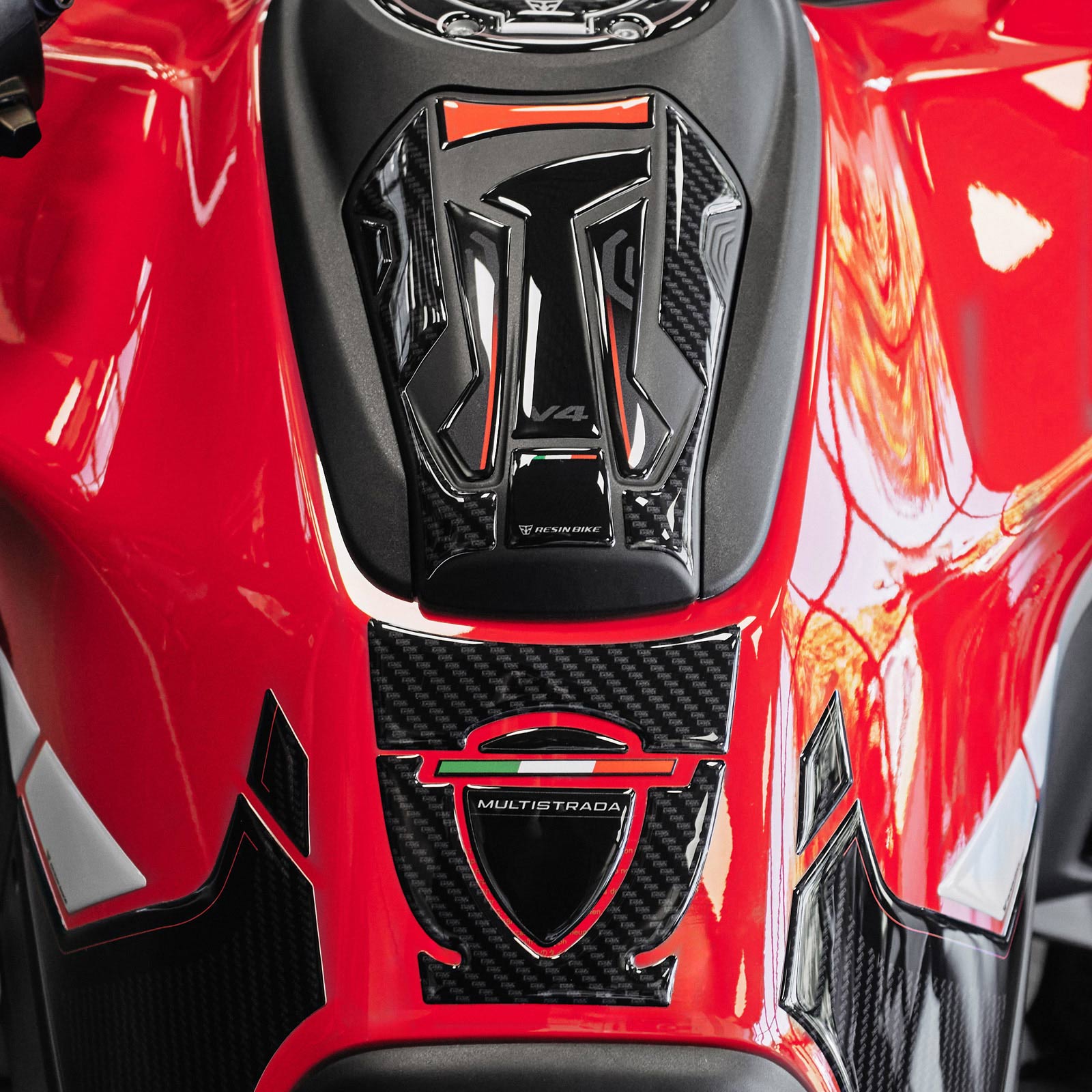 Resin Bike 3D Motorcycle Stickers - Tank Pad | Ducati Multistrada V4/V4 S 2024>2026 -   Pyramid Motorcycle Accessories