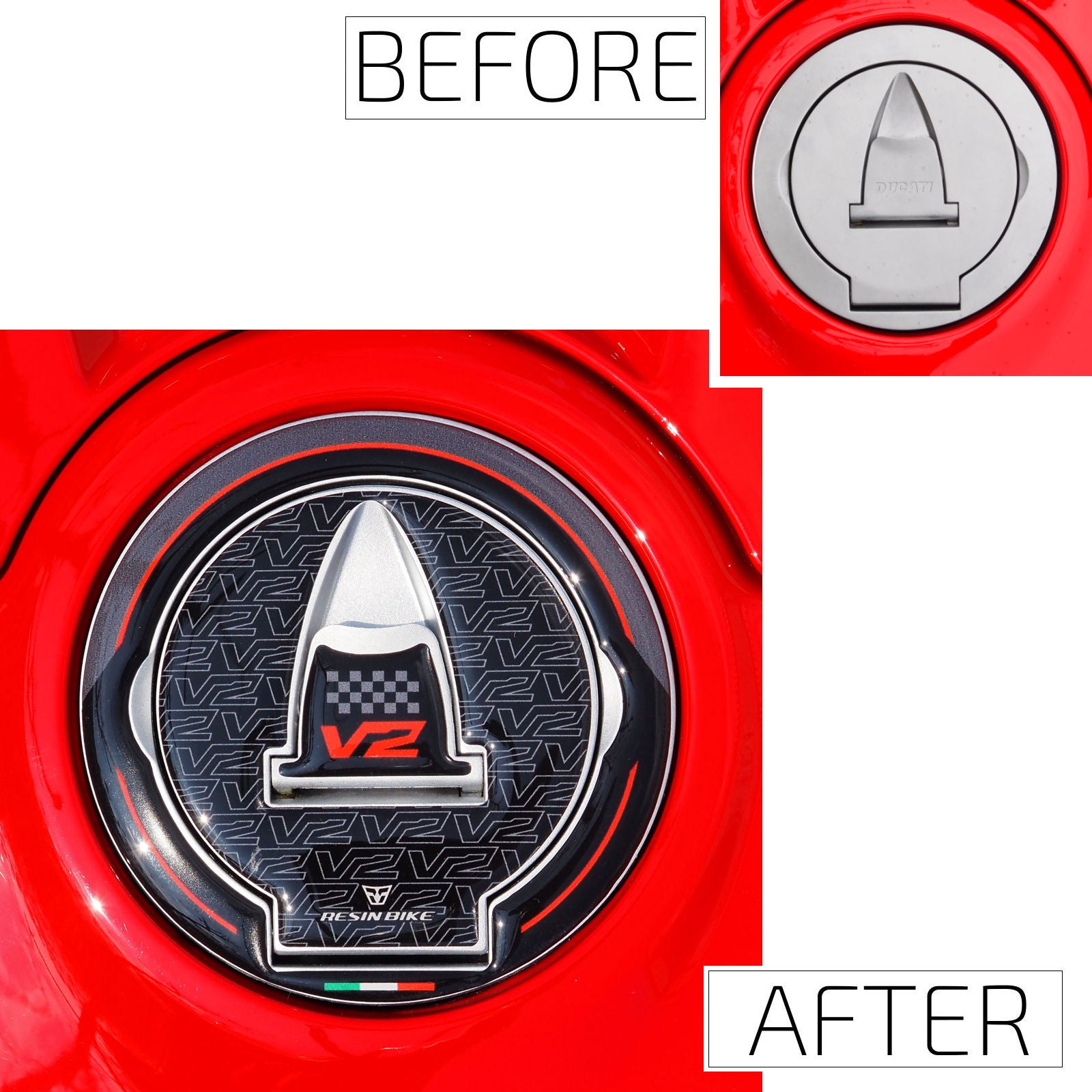 Resin Bike 3D Motorcycle Stickers - Fuel Cap | Ducati Panigale V2 2025>2026 -   Pyramid Motorcycle Accessories