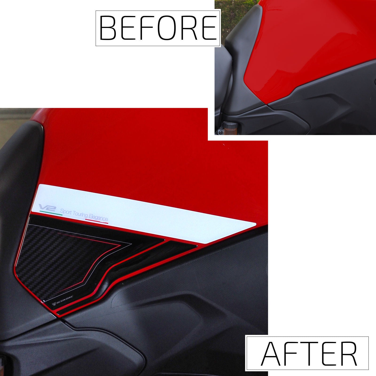 Resin Bike 3D Motorcycle Stickers - Tank Sides | Ducati Multistrada V2/V2S 2025>Current -   Pyramid Motorcycle Accessories