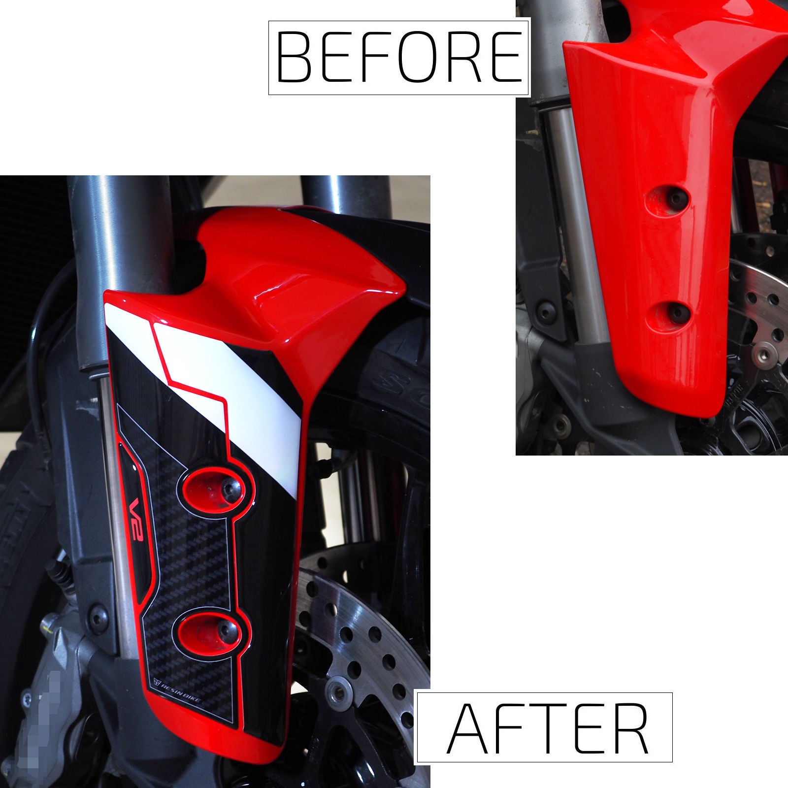 Resin Bike 3D Motorcycle Stickers - Front Fender Sides | Ducati Multistrada V2/V2S 2025>Current -   Pyramid Motorcycle Accessories