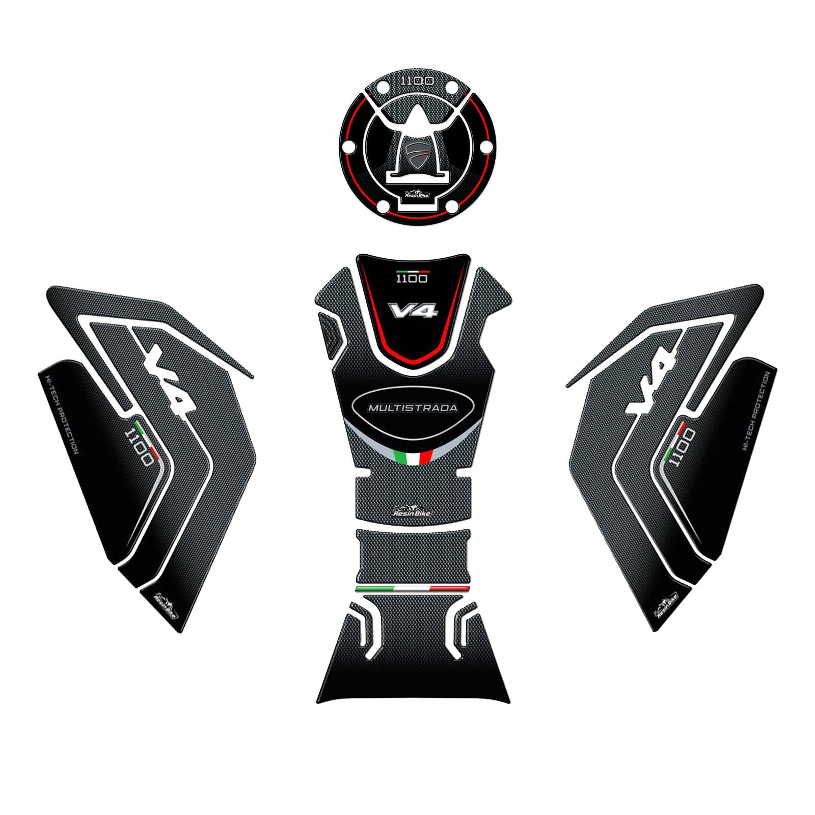 Resin Bike 3D Motorcycle Stickers - Basic Kit | Ducati Multistrada V4 1100 2021>2023 -   Pyramid Motorcycle Accessories