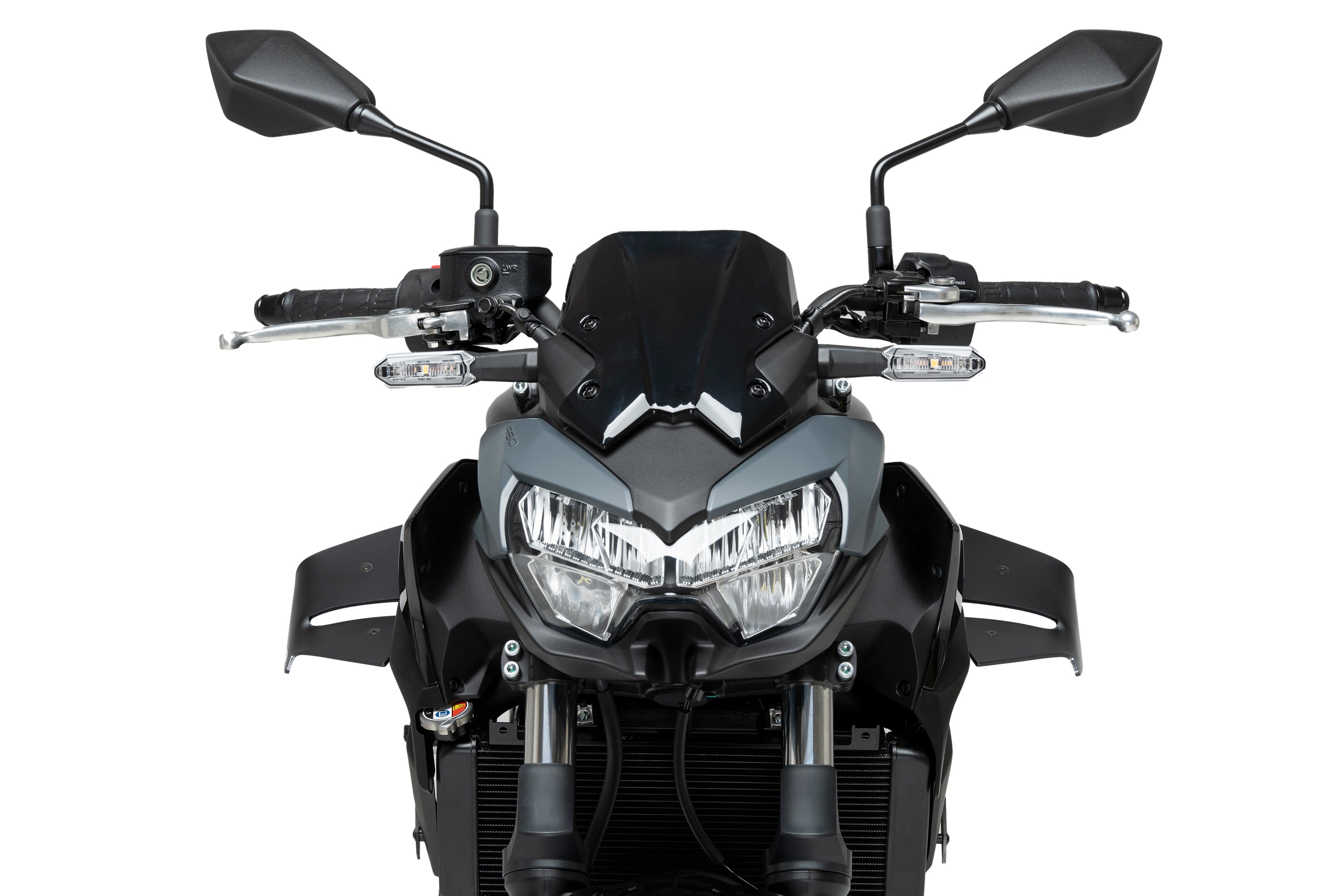 Puig D12 Side Downforce Wings | Matte Black | Kawasaki Z650 2020>Current -   Pyramid Motorcycle Accessories