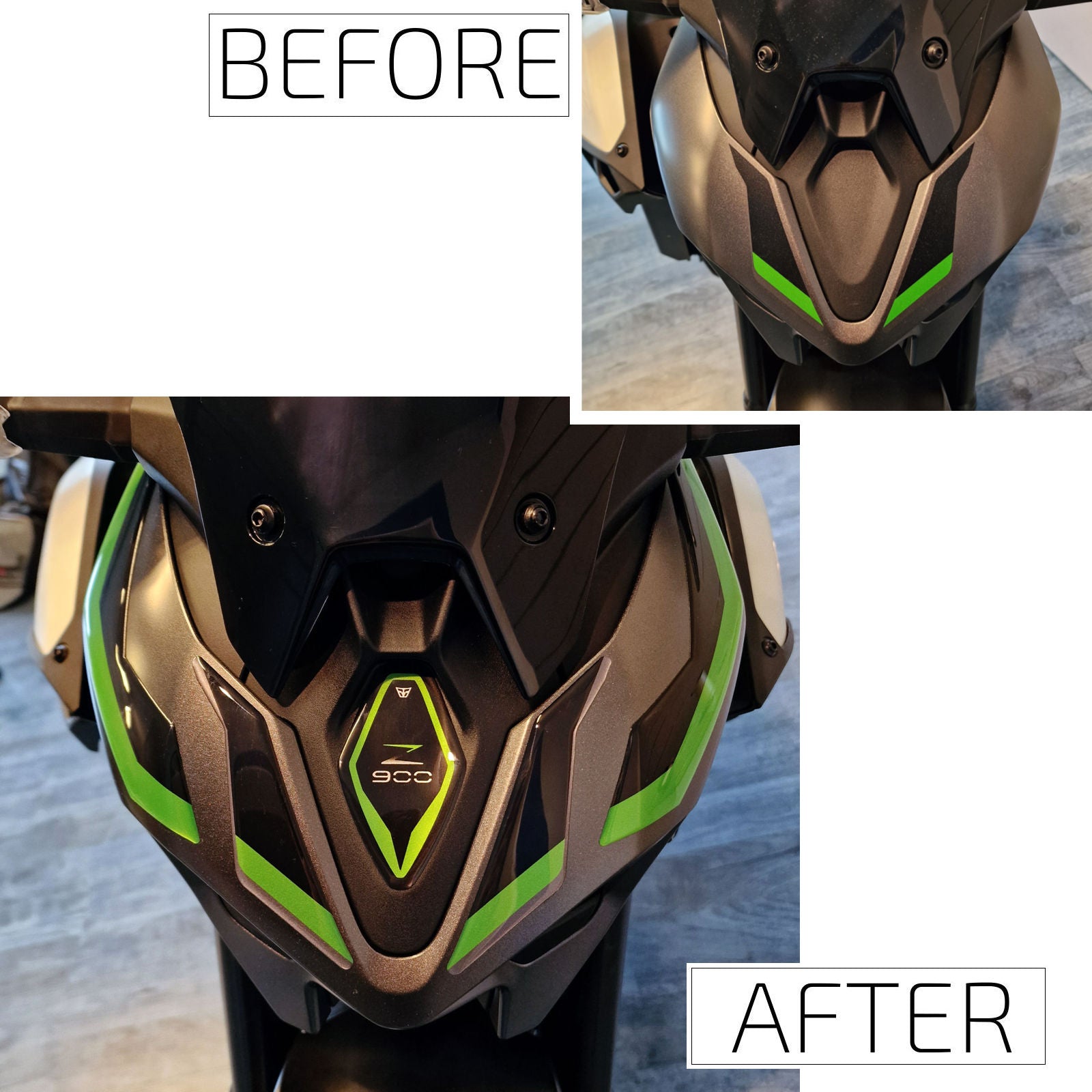 Resin Bike 3D Motorcycle Stickers - Front Fender | Kawasaki Z 900 2025>2026 -   Pyramid Motorcycle Accessories