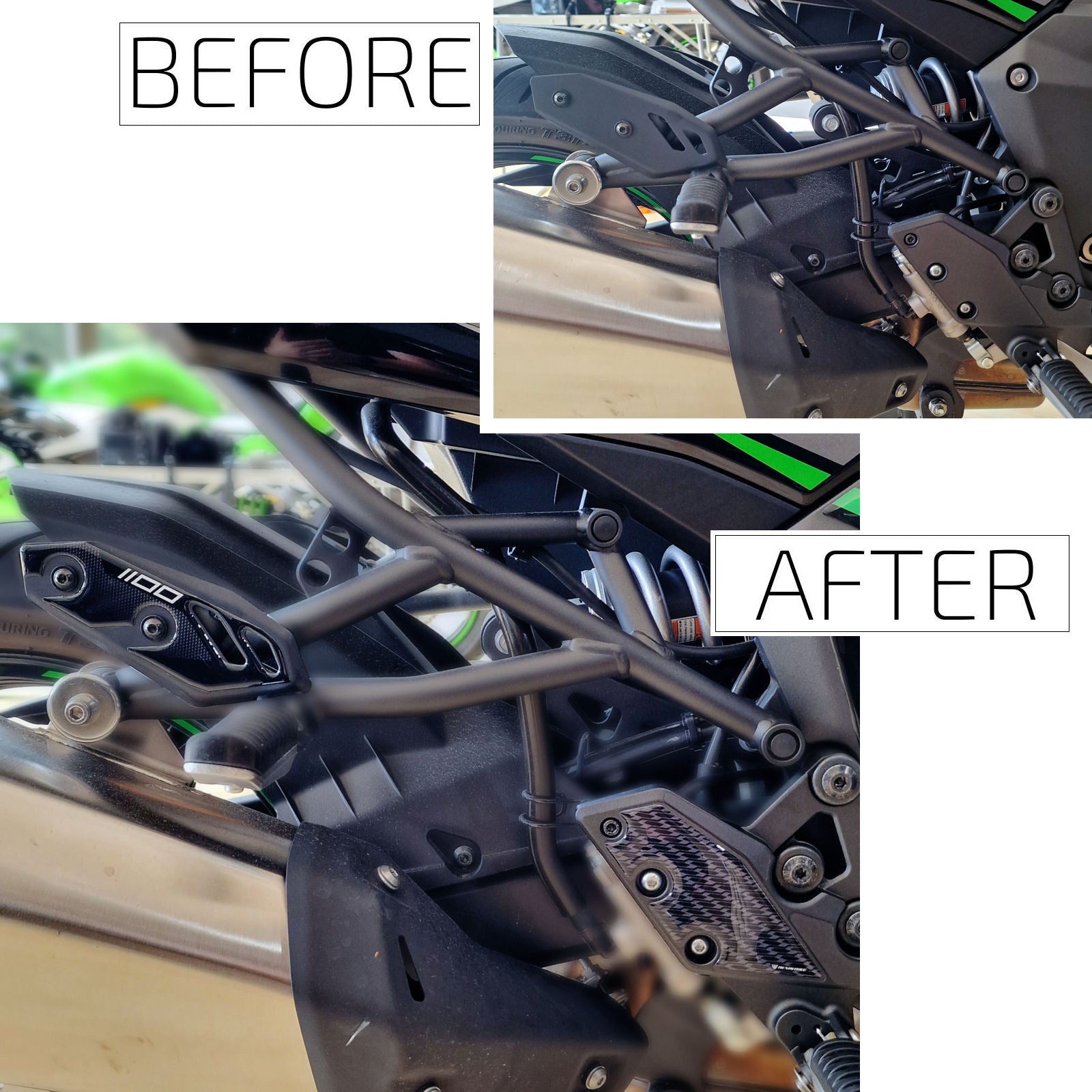 Resin Bike 3D Motorcycle Stickers - Heel Pads | Kawasaki Versys 1100 2025>2026 -   Pyramid Motorcycle Accessories