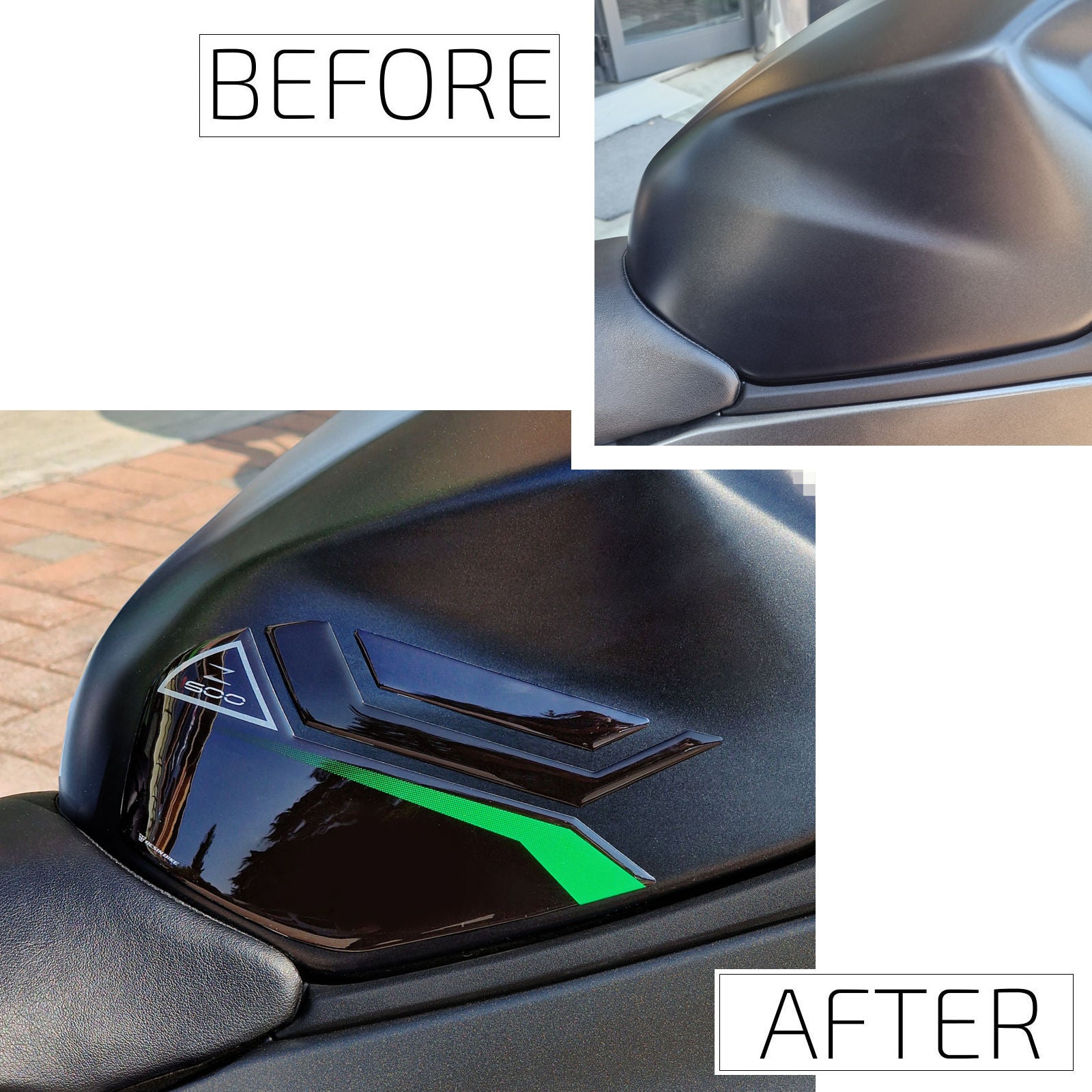 Resin Bike 3D Motorcycle Stickers - Tank Sides | Kawasaki Z 500 2024>2026 -   Pyramid Motorcycle Accessories