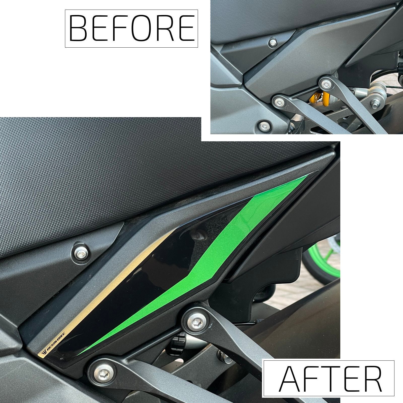 Resin Bike 3D Motorcycle Stickers - Underseat | Kawasaki Ninja 1100 SX SE 2025>Current -   Pyramid Motorcycle Accessories