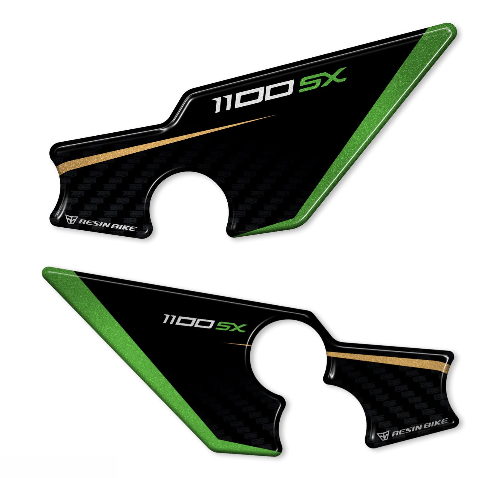 Resin Bike 3D Motorcycle Stickers - Heel Pads | Kawasaki Ninja 1100 SX SE 2025>Current -   Pyramid Motorcycle Accessories