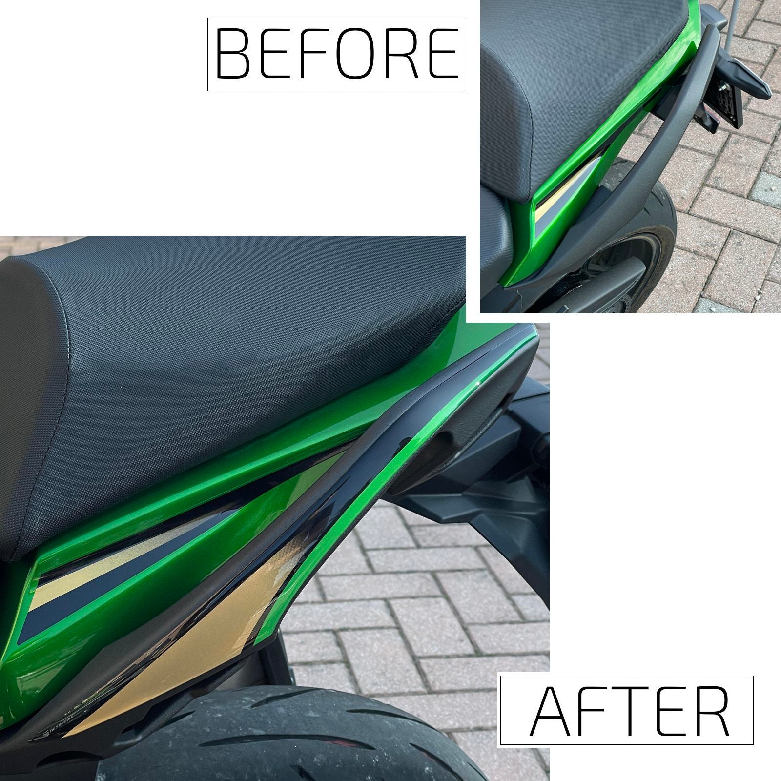 Resin Bike 3D Motorcycle Stickers - Passenger Handles | Kawasaki Ninja 1100 SX SE 2025>Current -   Pyramid Motorcycle Accessories