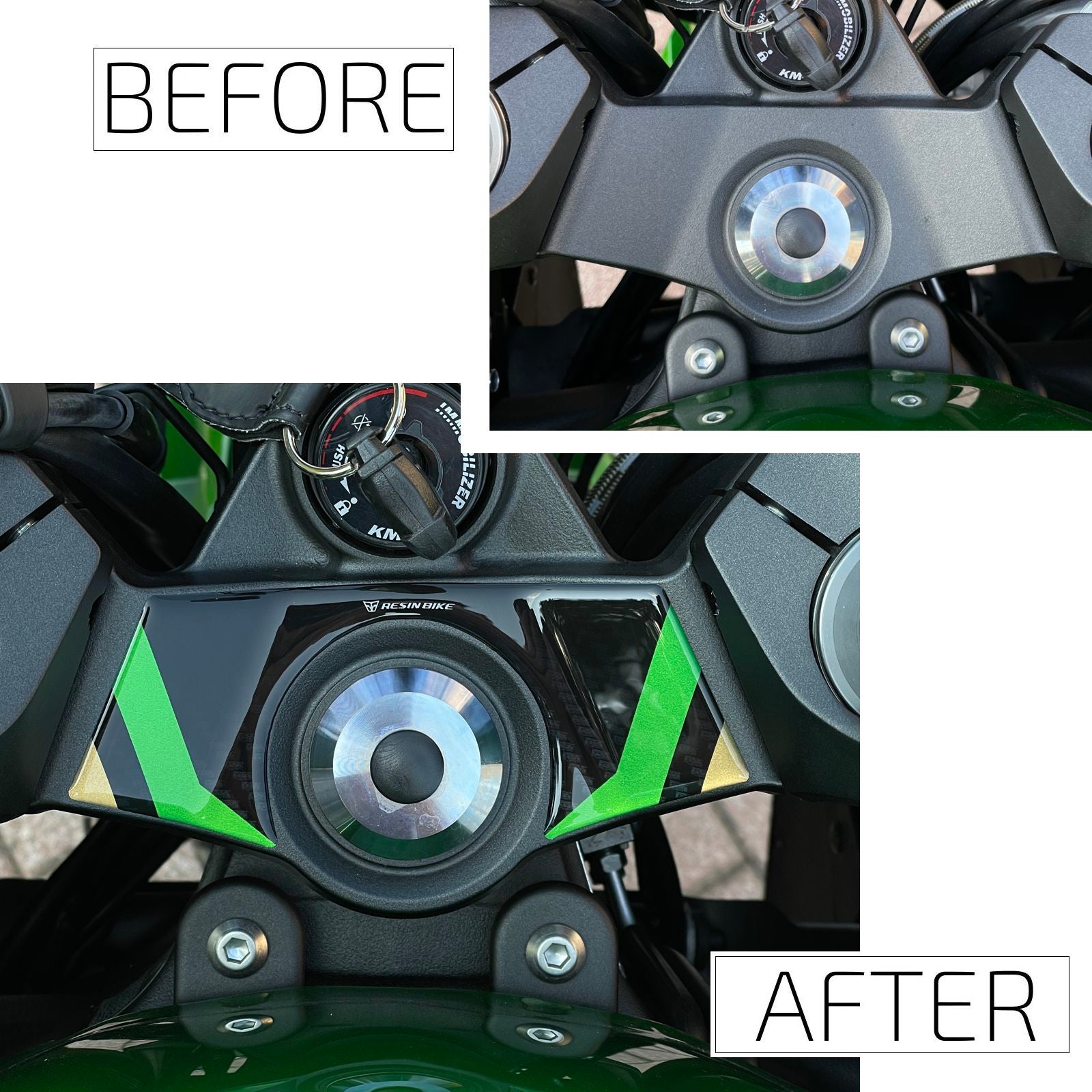 Resin Bike 3D Motorcycle Stickers - Top Yoke | Kawasaki Ninja 1100 SX SE 2025>Current -   Pyramid Motorcycle Accessories