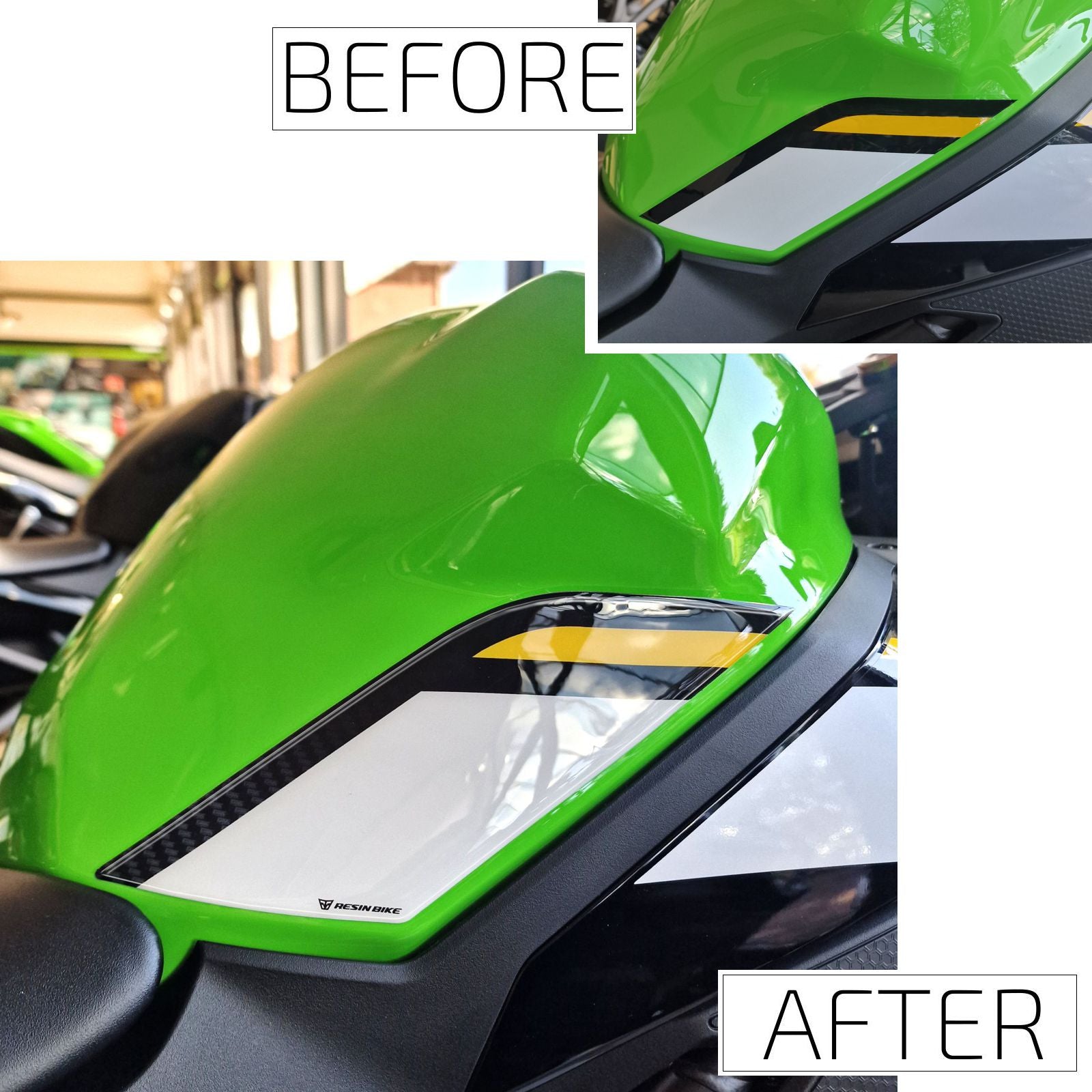 Resin Bike 3D Motorcycle Stickers - Tank Sides | Kawasaki Ninja ZX-4RR 2025-Current -   Pyramid Motorcycle Accessories