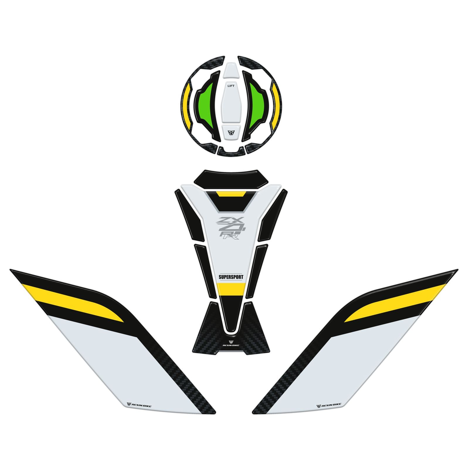 Resin Bike 3D Motorcycle Stickers - Basic Kit | Kawasaki Ninja ZX-4RR 2025>Current -   Pyramid Motorcycle Accessories