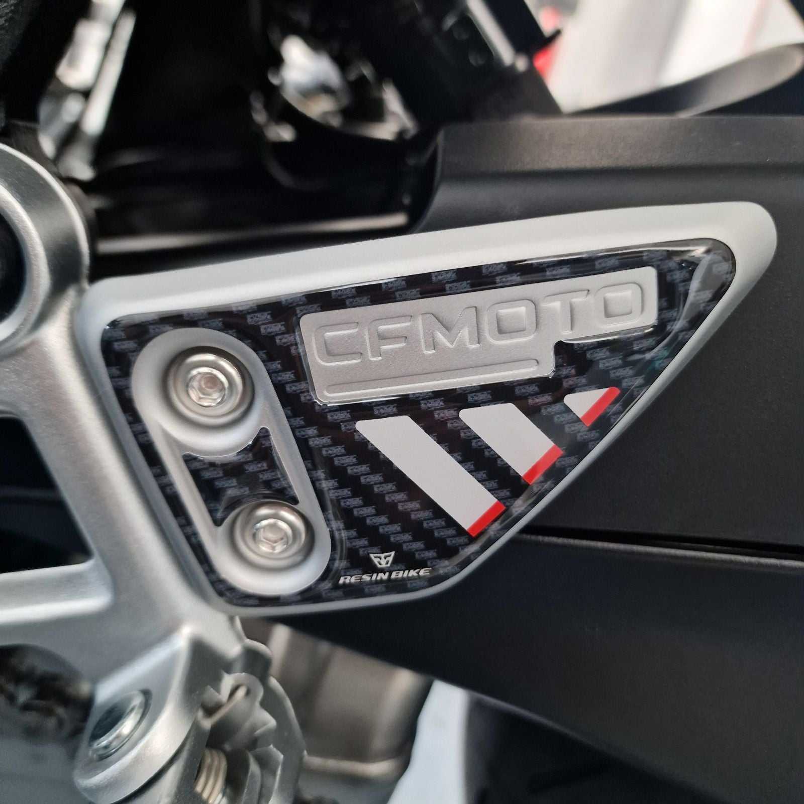 Resin Bike 3D Motorcycle Stickers - Heel Pads | CFMoto 675SR-R 2025>2026 -   Pyramid Motorcycle Accessories