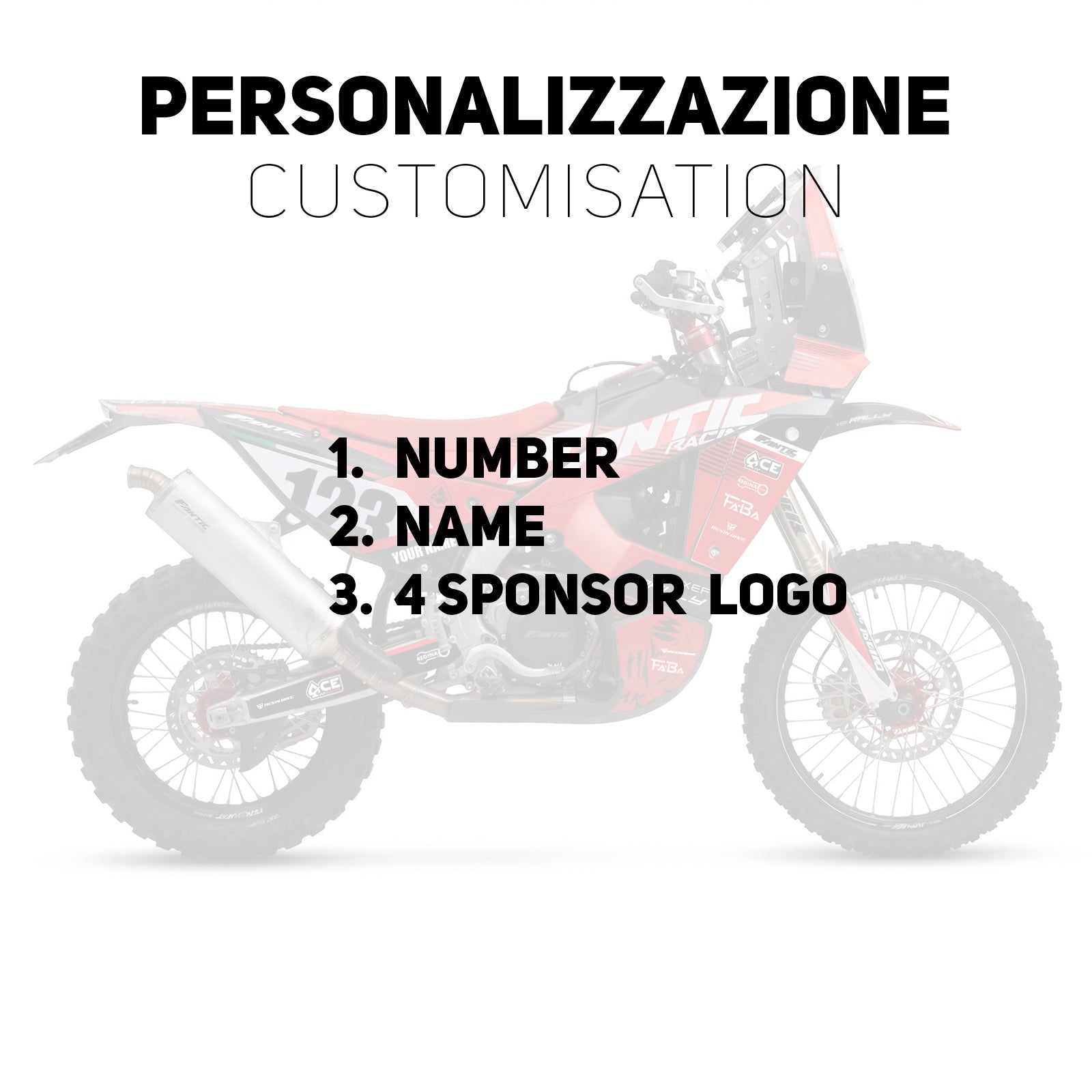 Resin Bike Crystal Motorcycle Protection Stickers - Full Kit| Fantic XEF 450 Rally 2023>2026 -   Pyramid Motorcycle Accessories