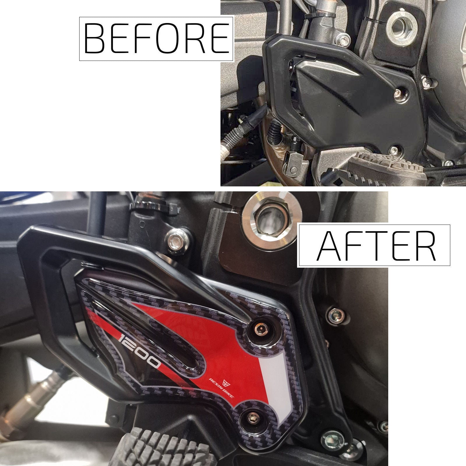 Resin Bike 3D Motorcycle Stickers - Heel Pads | Moto Guzzi X-Cape 1200 2025>2026 -   Pyramid Motorcycle Accessories