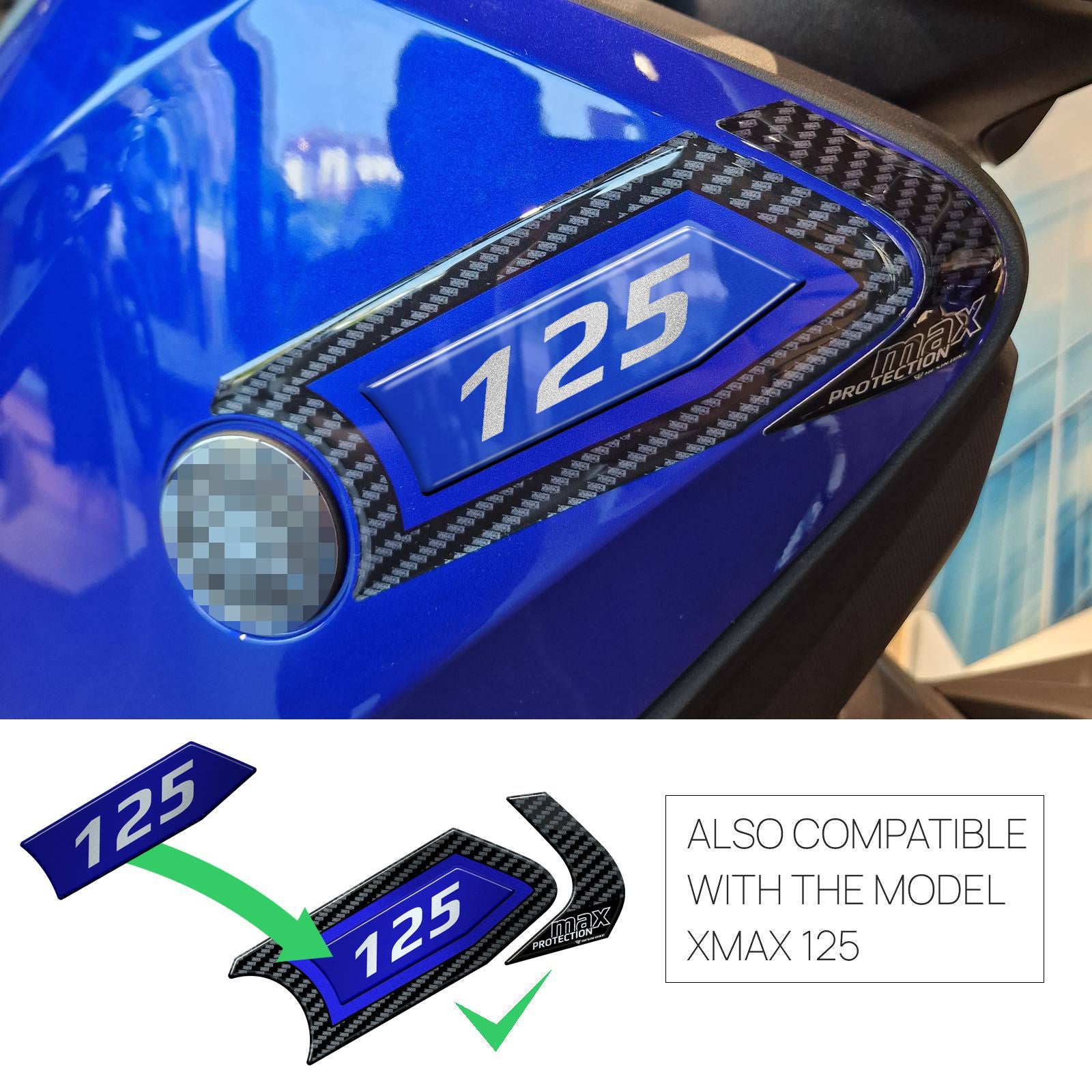 Resin Bike 3D Stickers Compatible Side Edge Protectors | Yamaha Xmax 300/125 2021>2026