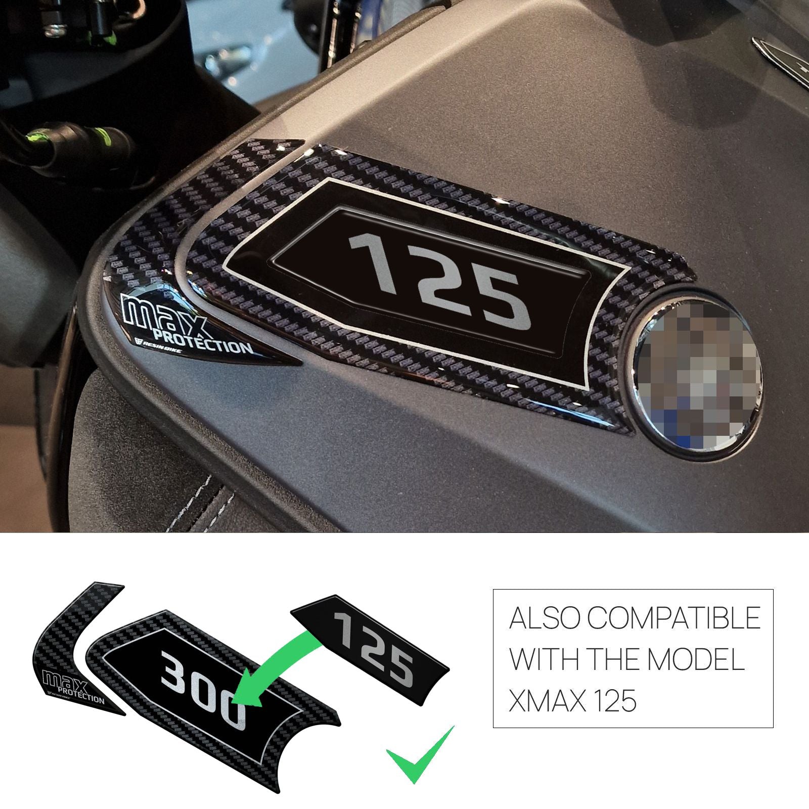 Resin Bike 3D Stickers Compatible with Side Edge Protectors | Yamaha Xmax 300/125 2021>2026