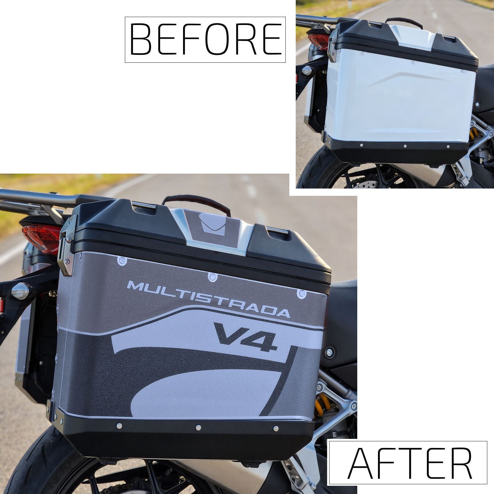 Resin Bike Rough Crystal Stickers Compatible with Motorcycle 41+35L | Ducati Multistrada V4/V4 Pikes Peak/V4 Rally/ V4 RS/ V4 S/  2026>Current