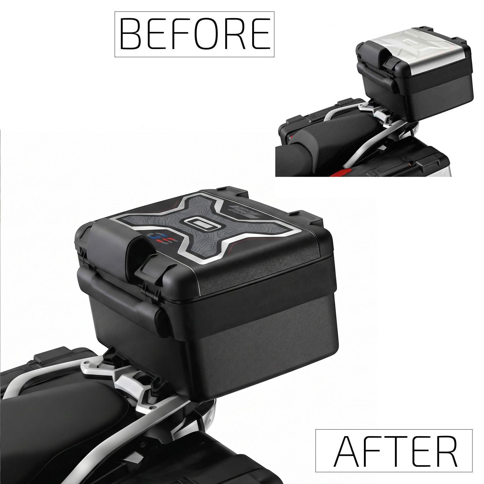 Resin Bike Rough Crystal Stickers Compatible with Triple Black Vario Cases and Top Case | BMW R 1250 GS 2021>2024