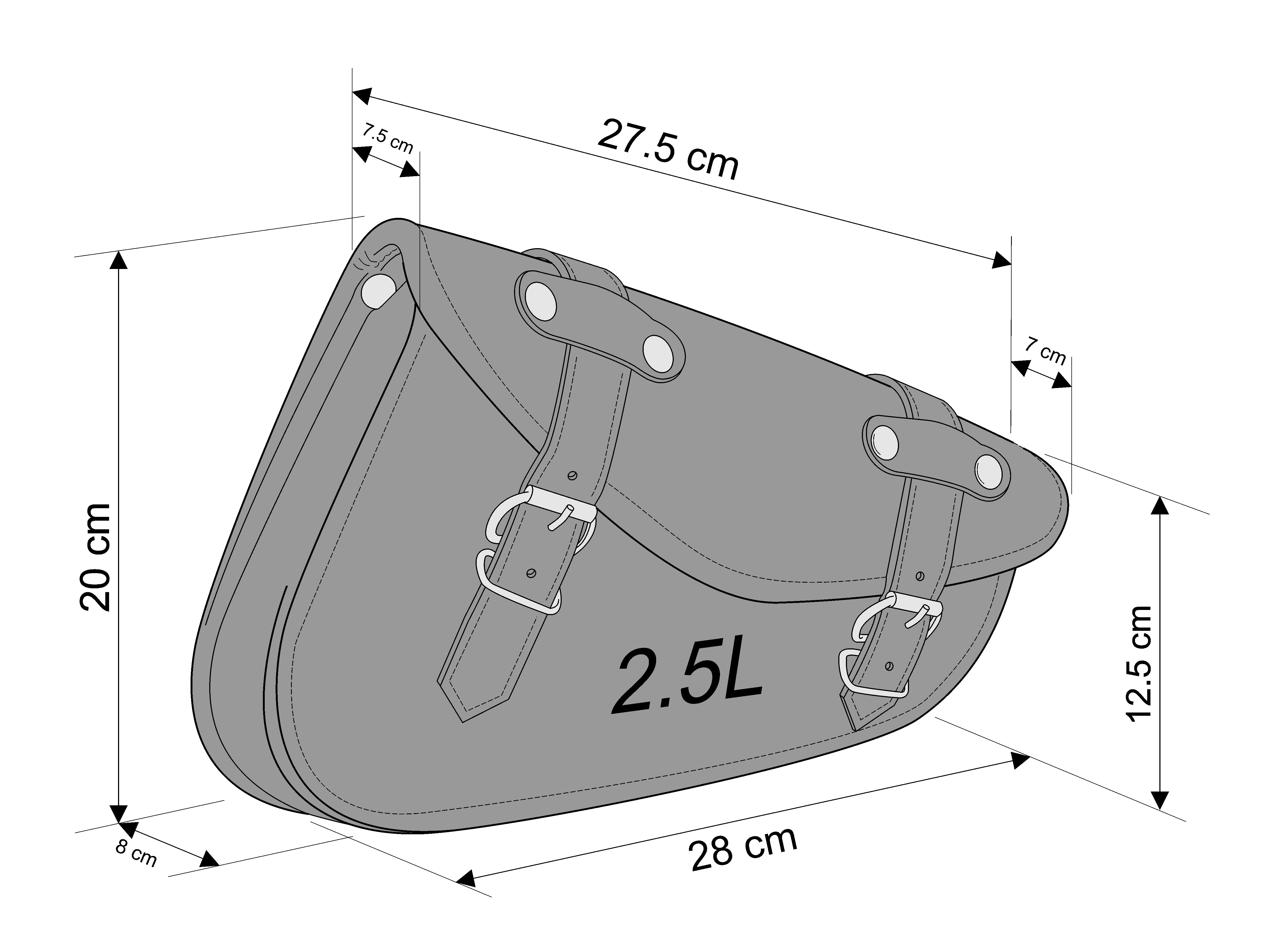 Customacces Detroit Saddlebag - Right Hand Side Bag Only | Black -   Pyramid Motorcycle Accessories
