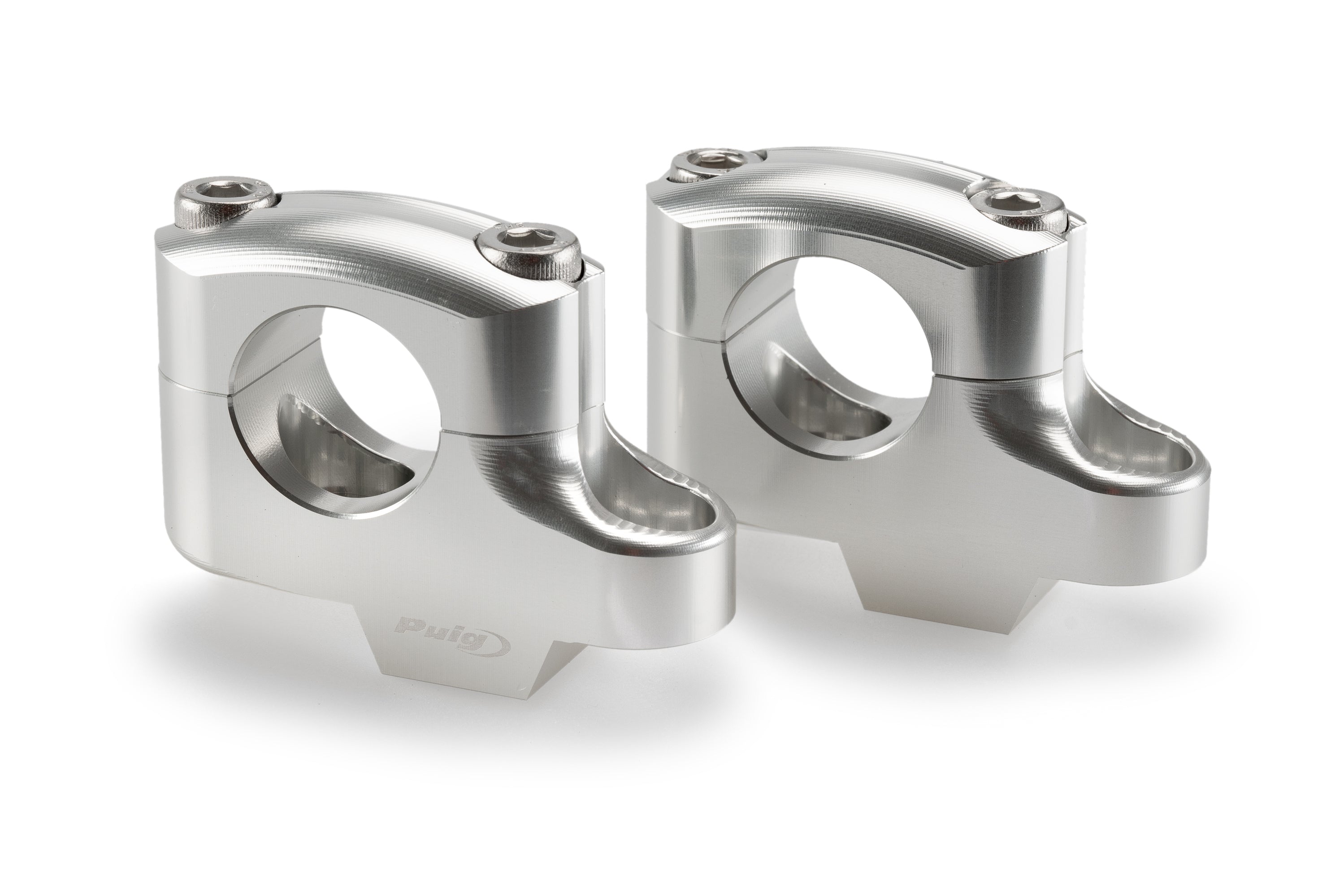 Puig Pullback Handlebar Risers - 25mm Rise / 16mm Back | Silver | Fits Various Models -   Pyramid Motorcycle Accessories