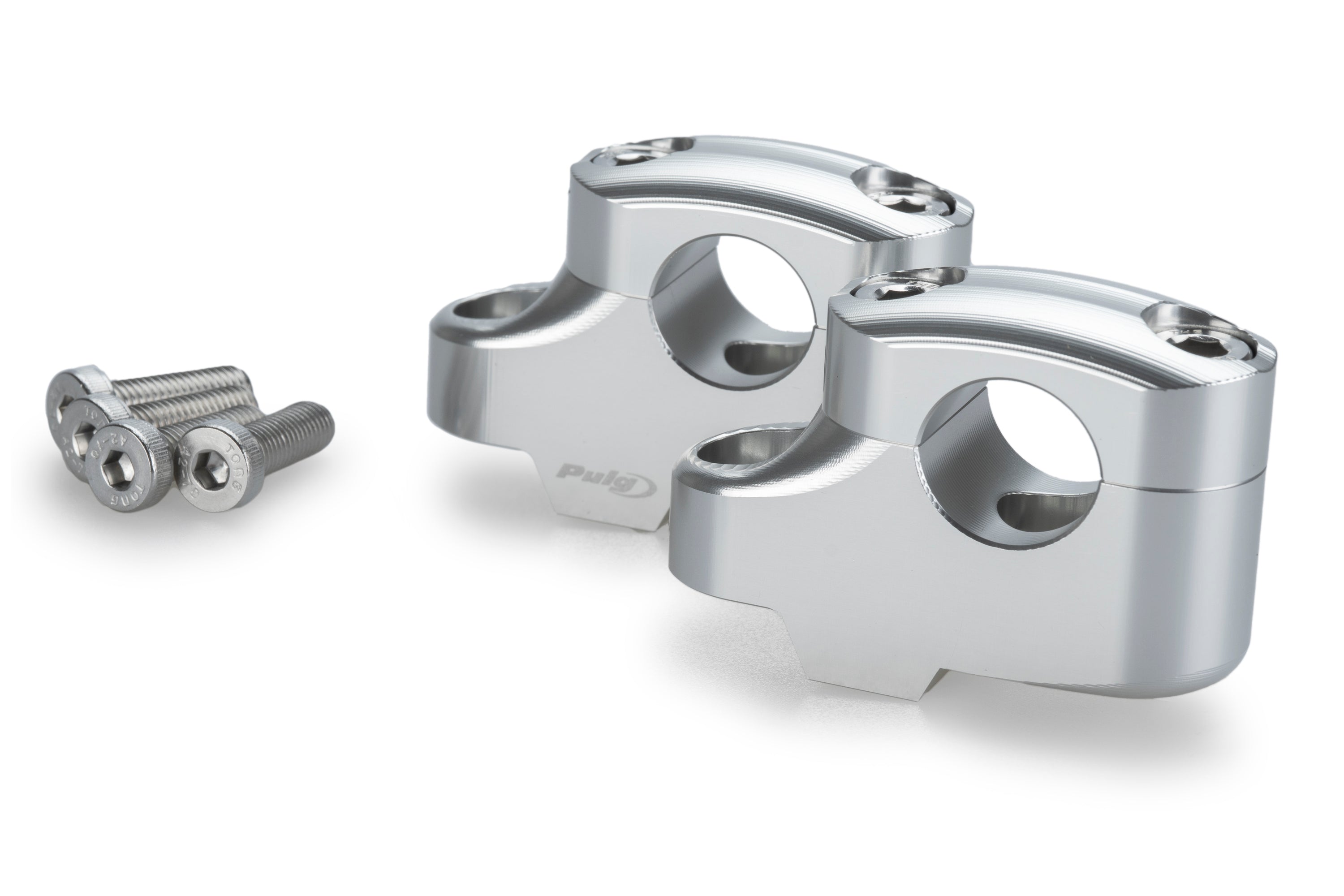 Puig Pullback Handlebar Risers - 20mm Rise / 16mm Back | Silver | BMW F800GS 2024>Current -   Pyramid Motorcycle Accessories